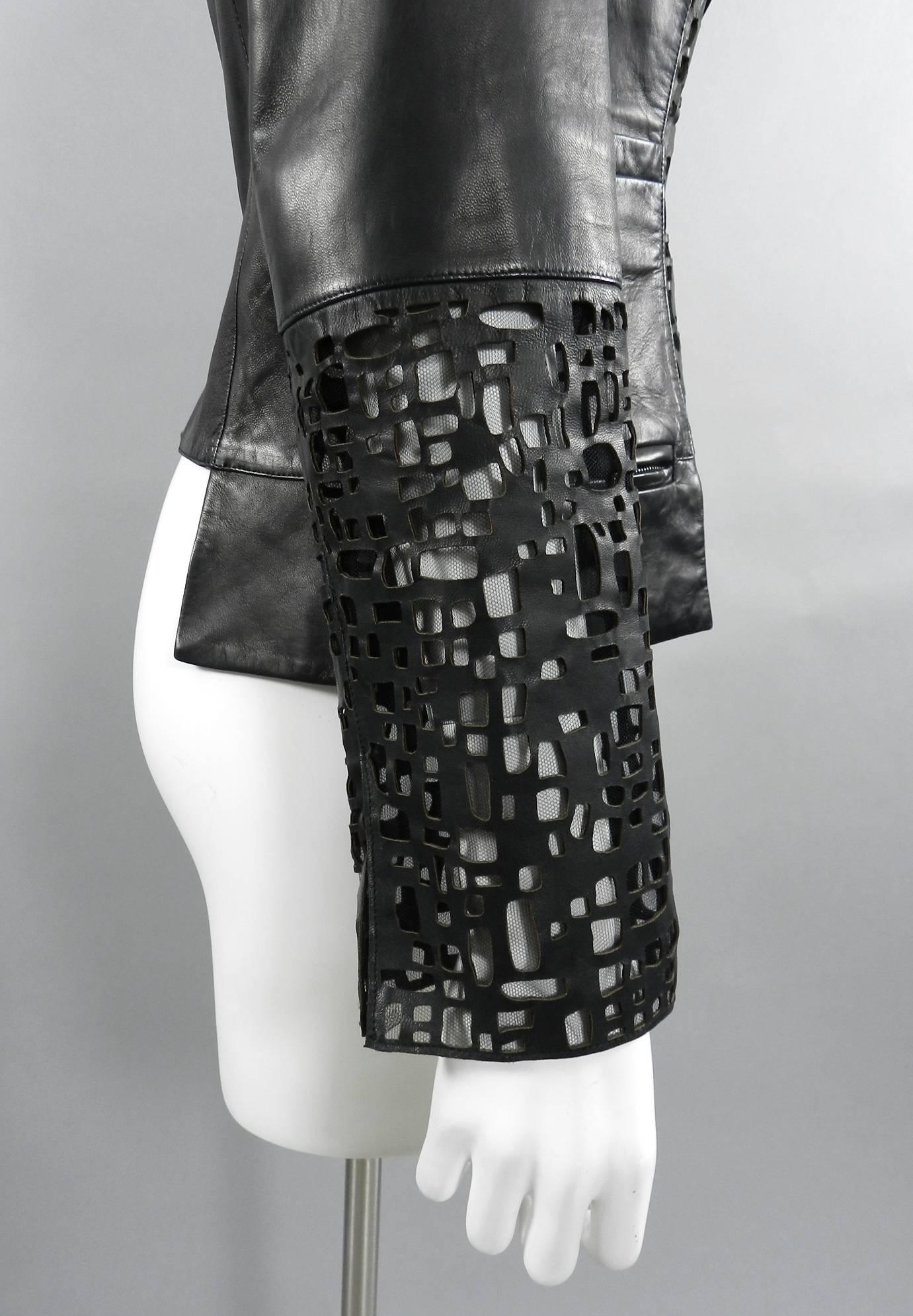 Chanel 11A Black Leather Perforated Lambskin Jacket 3