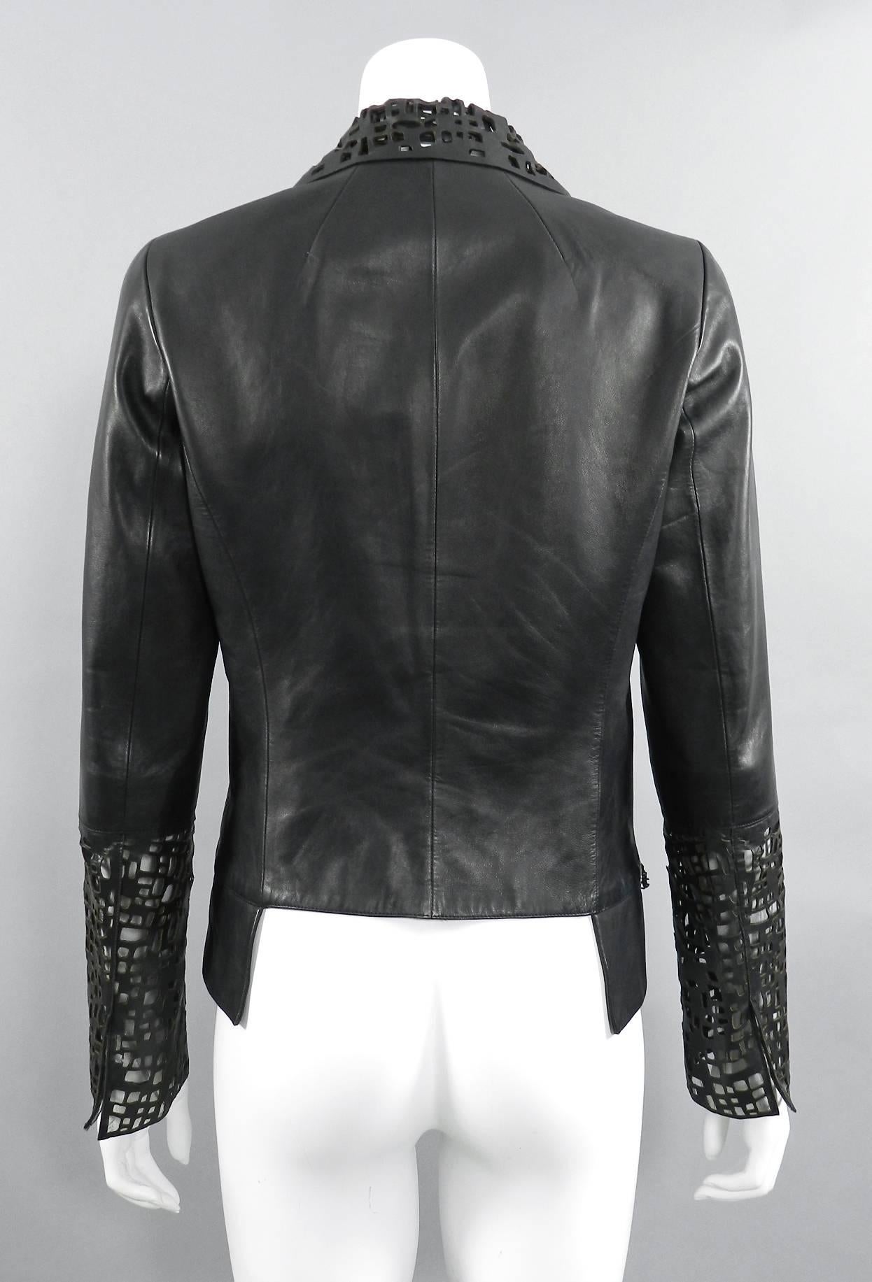 Women's Chanel 11A Black Leather Perforated Lambskin Jacket