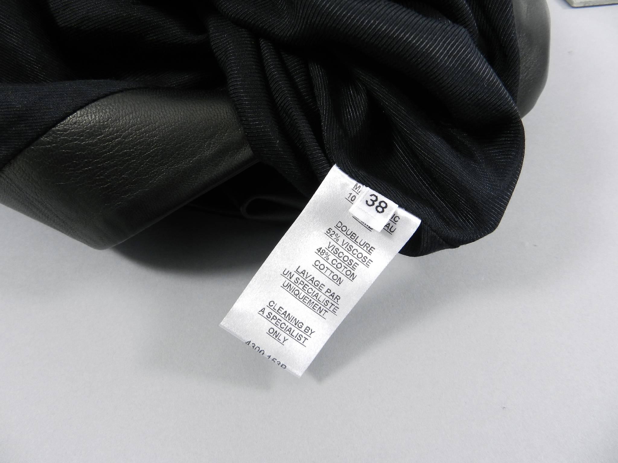 Balmain Pre Fall 2014 Black Leather High Waist Ruched Midi Skirt  5