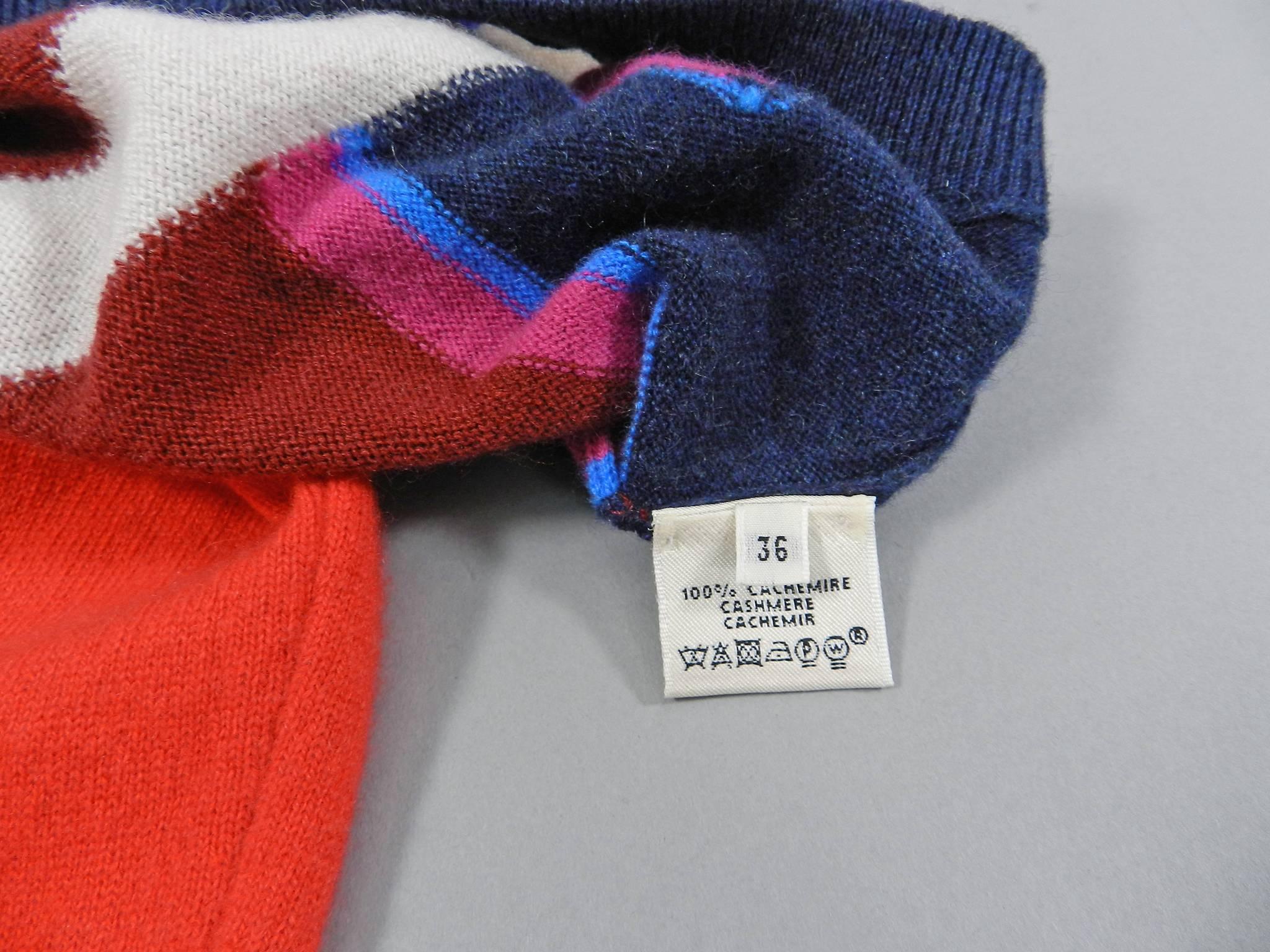 Hermes Red and Blue Color Block Cashmere Sweater 1