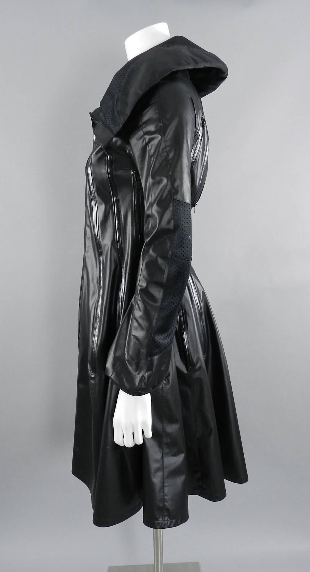 Junya Watanabe Comme des Garcons Spring 2013 Black Runway Nylon Zipper Coat In Excellent Condition In Toronto, ON