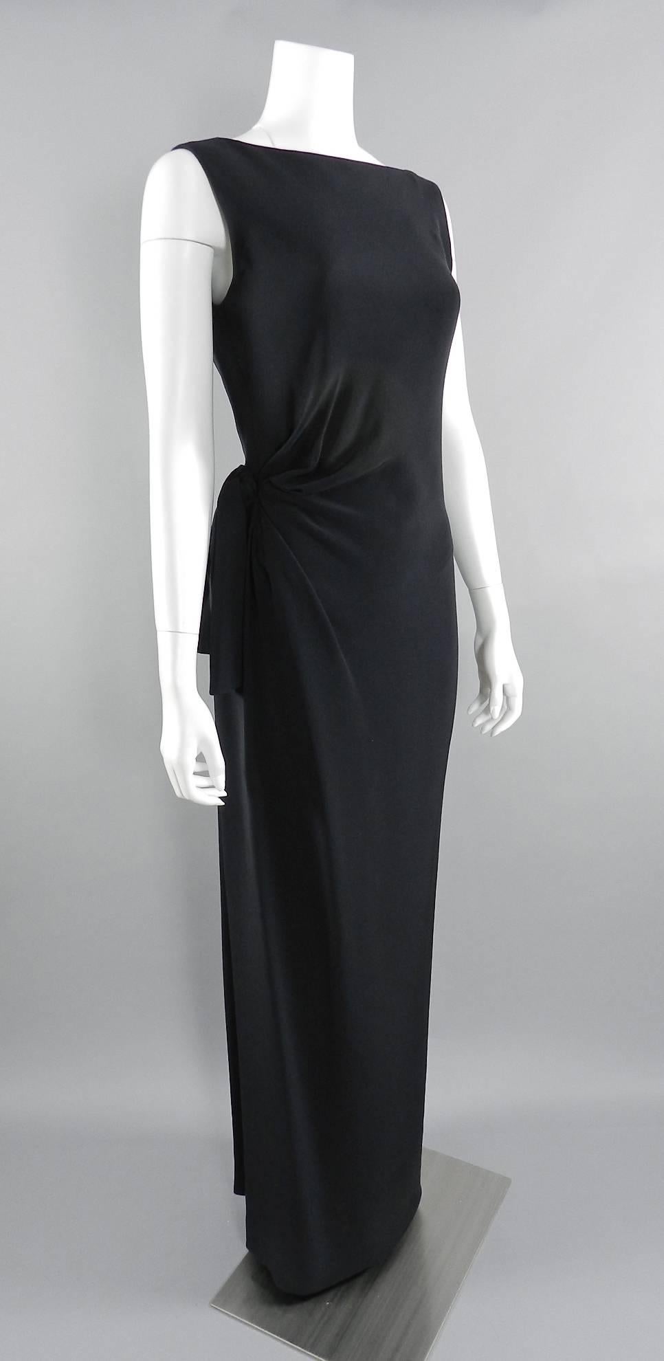 Yves Saint Laurent AW 1998 Haute Couture Black Low Back Evening Gown In Excellent Condition For Sale In Toronto, ON