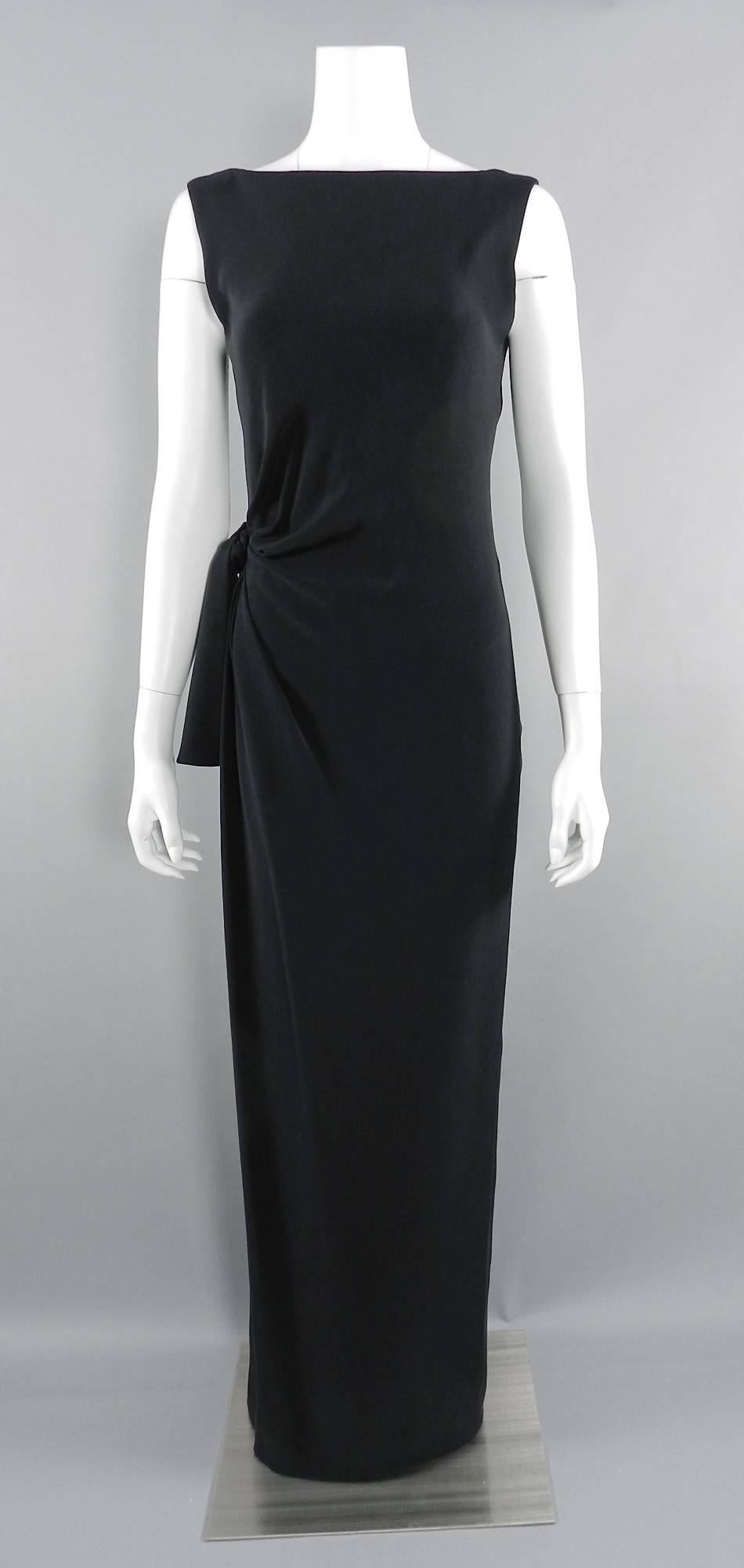 Women's Yves Saint Laurent AW 1998 Haute Couture Black Low Back Evening Gown For Sale