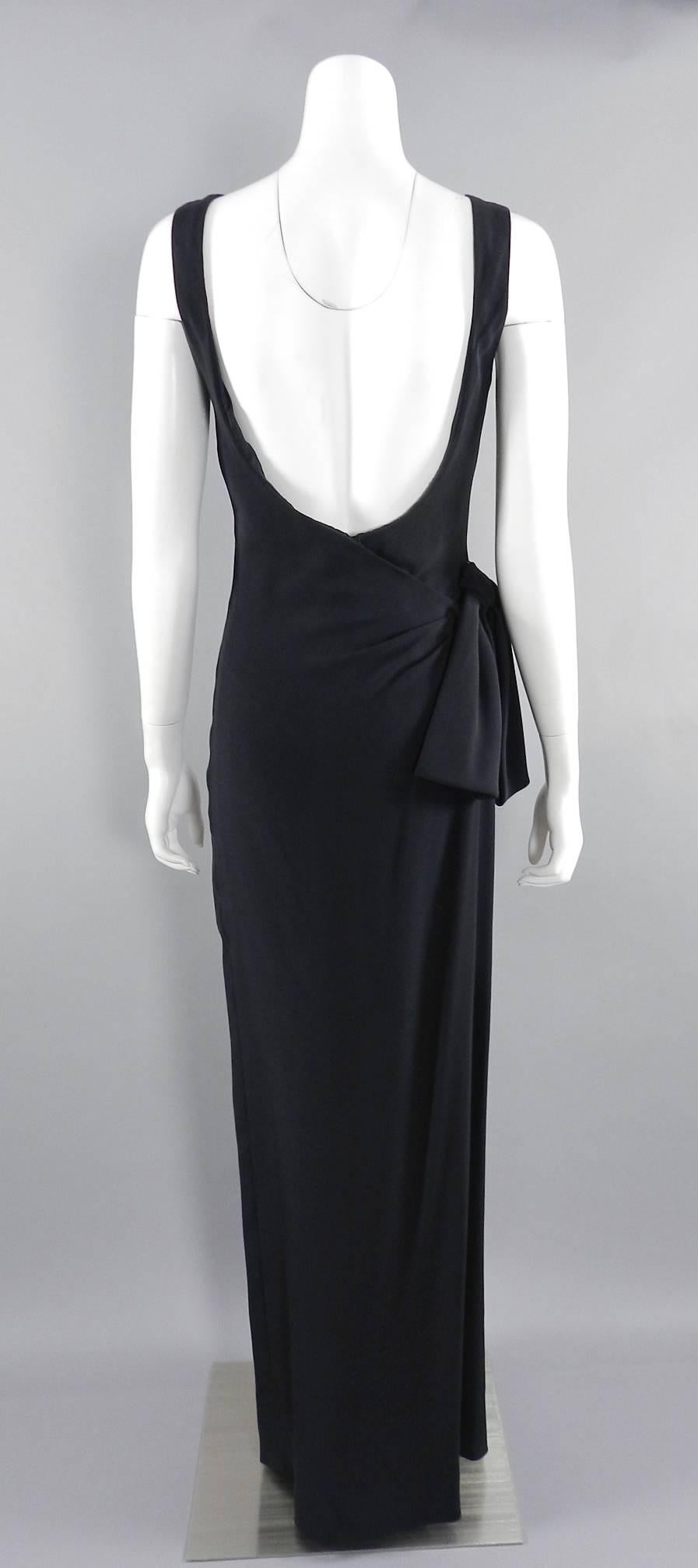 Yves Saint Laurent AW 1998 Haute Couture Black Low Back Evening Gown For Sale 2