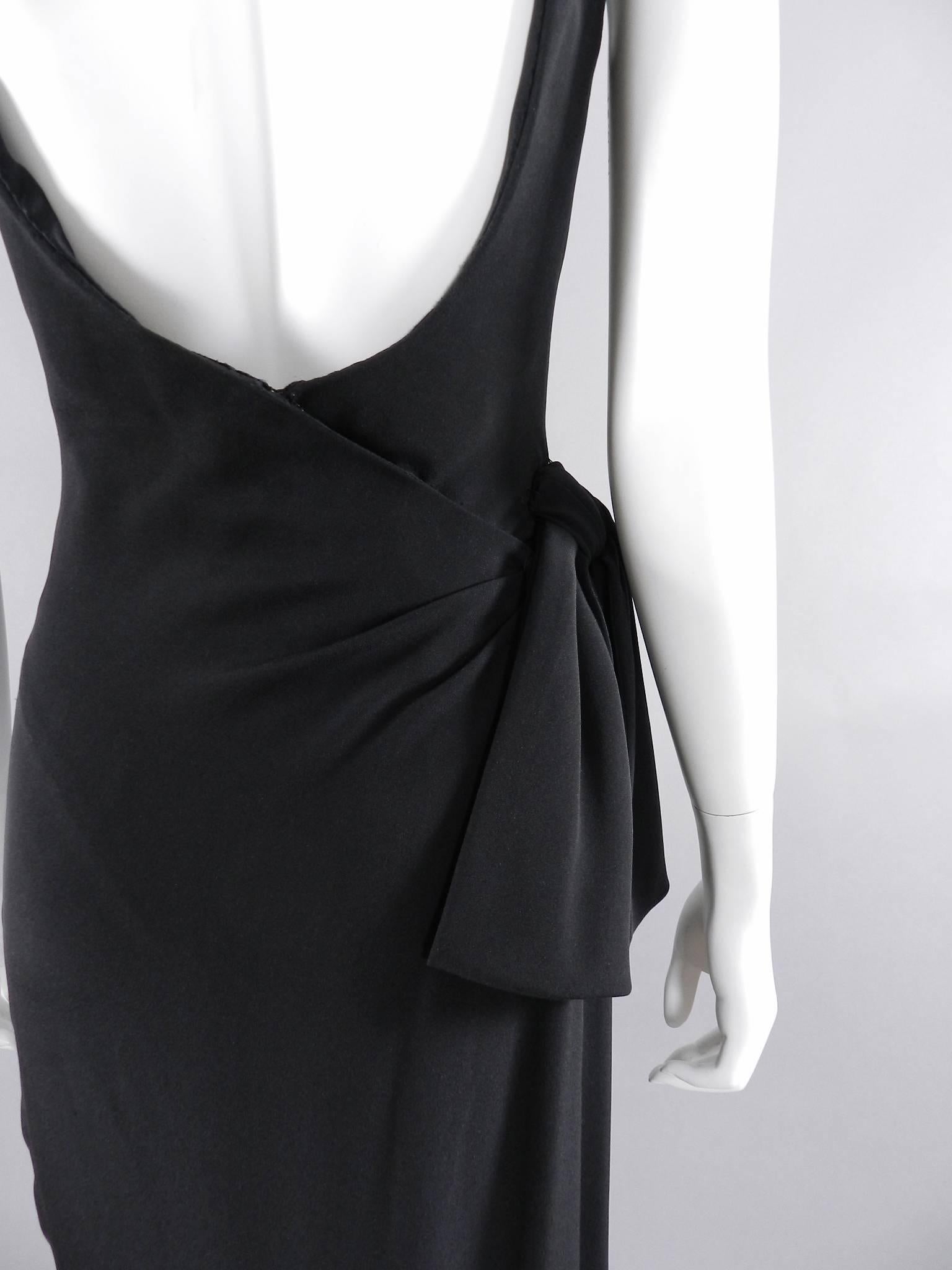Yves Saint Laurent AW 1998 Haute Couture Black Low Back Evening Gown For Sale 3