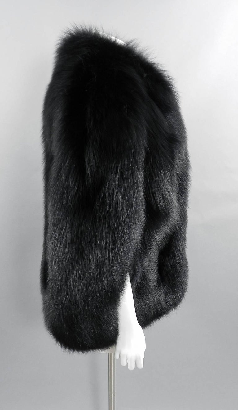 Yves Saint Laurent AW 1998 Haute Couture Black Fox Fur Chubby Cape at ...