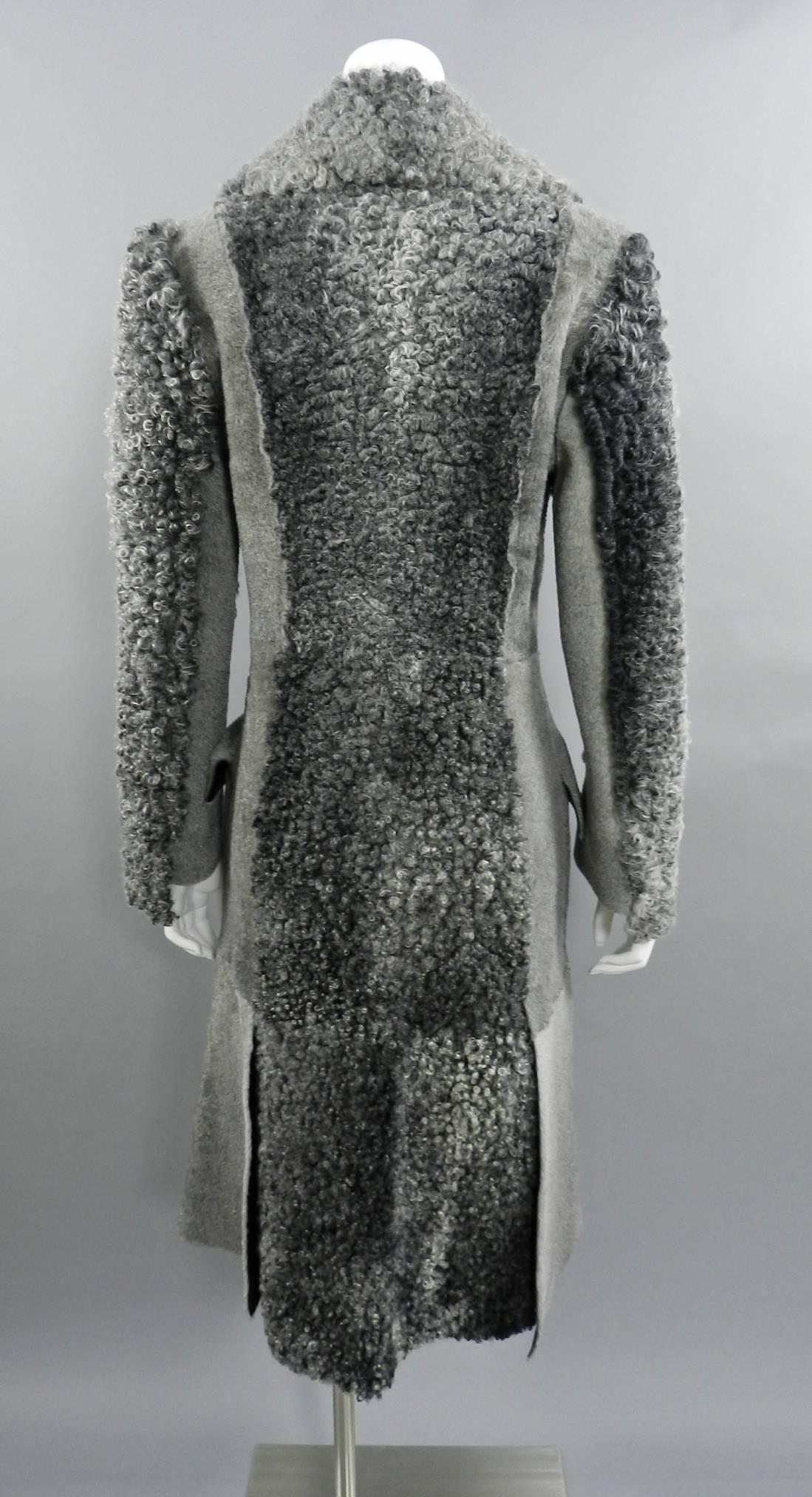 Women's Proenza Schouler Fall 2015 Runway Swakara Gray Lamb Shearling Coat