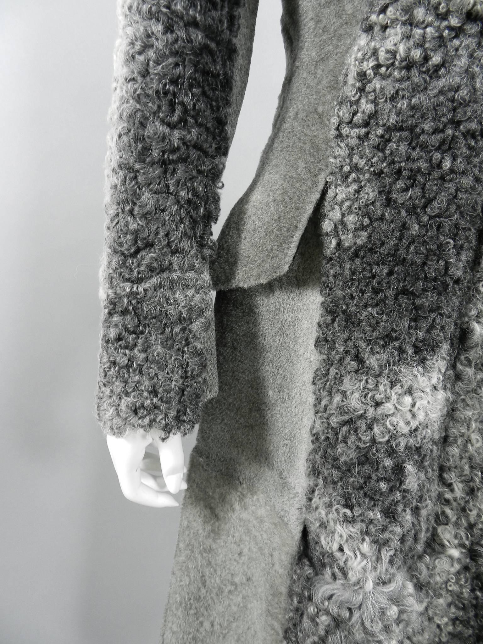 Proenza Schouler Fall 2015 Runway Swakara Gray Lamb Shearling Coat 1