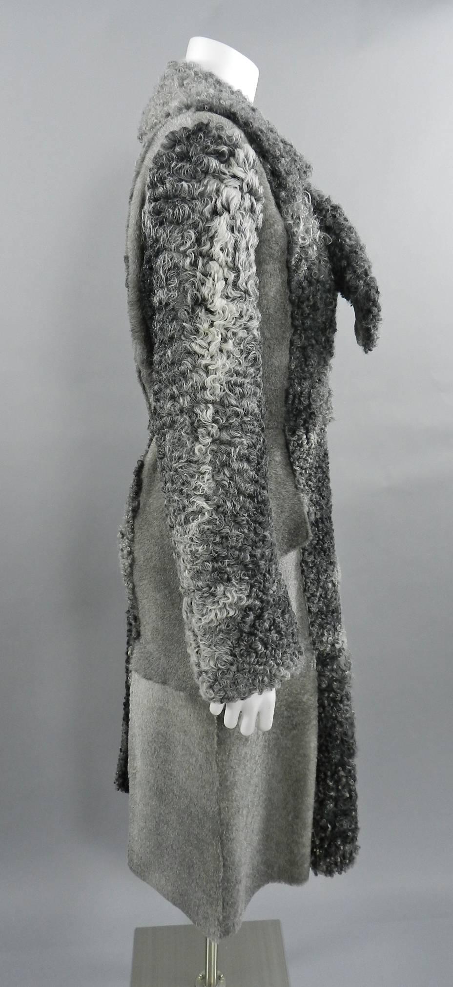 Proenza Schouler Fall 2015 Runway Swakara Gray Lamb Shearling Coat 2