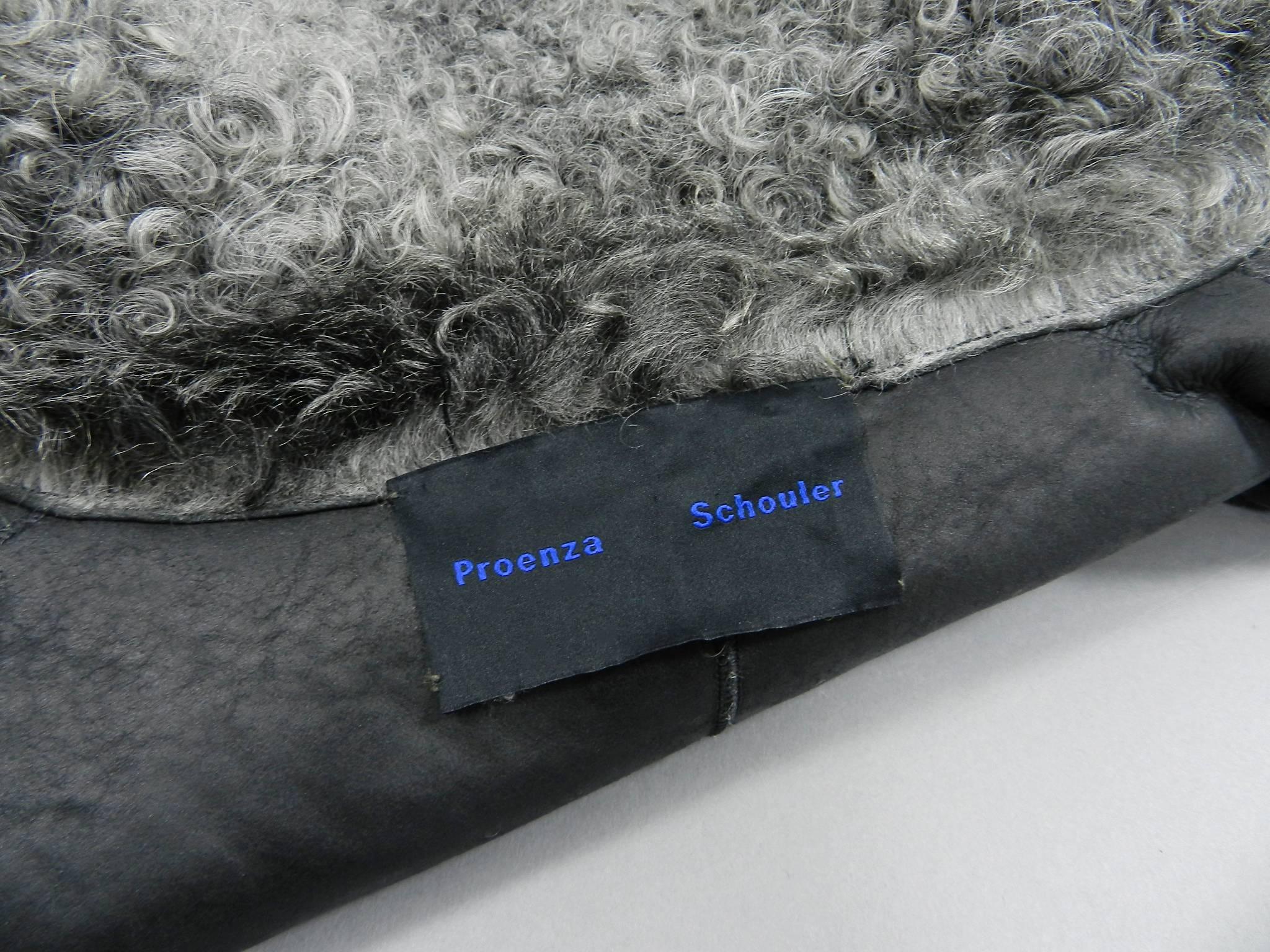 Proenza Schouler Fall 2015 Runway Swakara Gray Lamb Shearling Coat 3