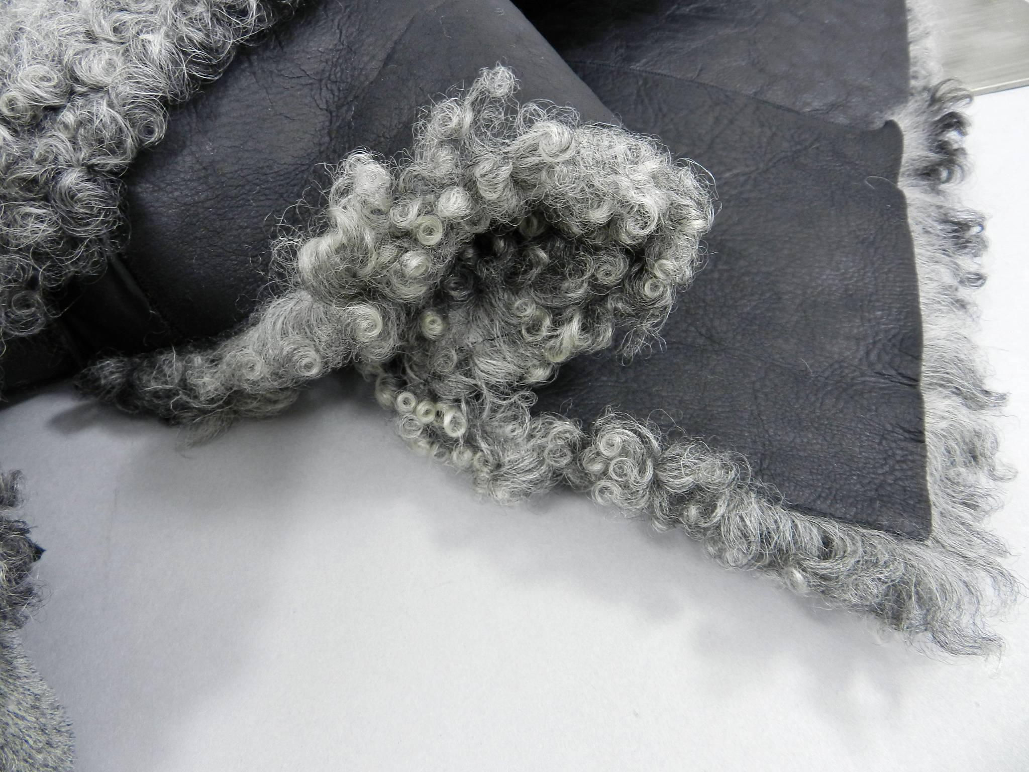 Proenza Schouler Fall 2015 Runway Swakara Gray Lamb Shearling Coat 4