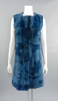 Peter Som Dyed Teal Mink Fur Runway Vest
