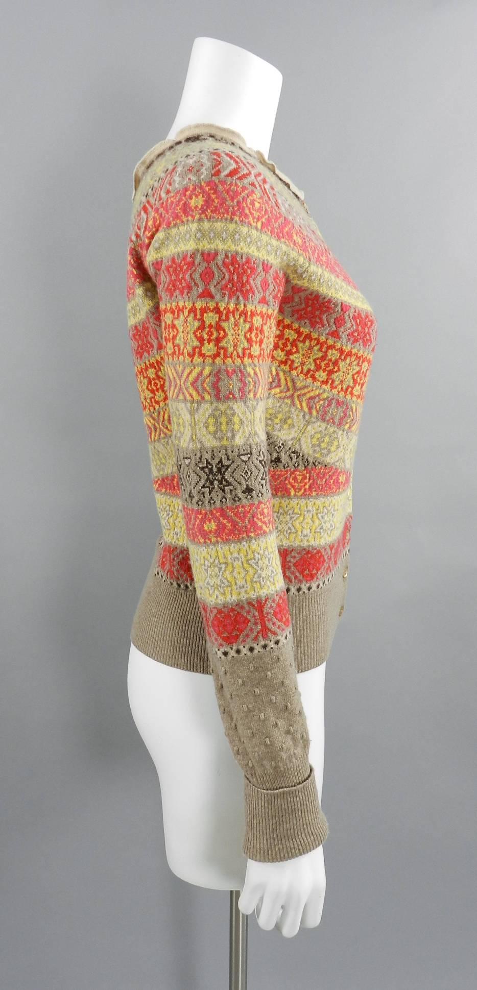 Alexander McQueen Fall 2005 Runway Fair Isle Cardigan Sweater In Excellent Condition In Toronto, ON