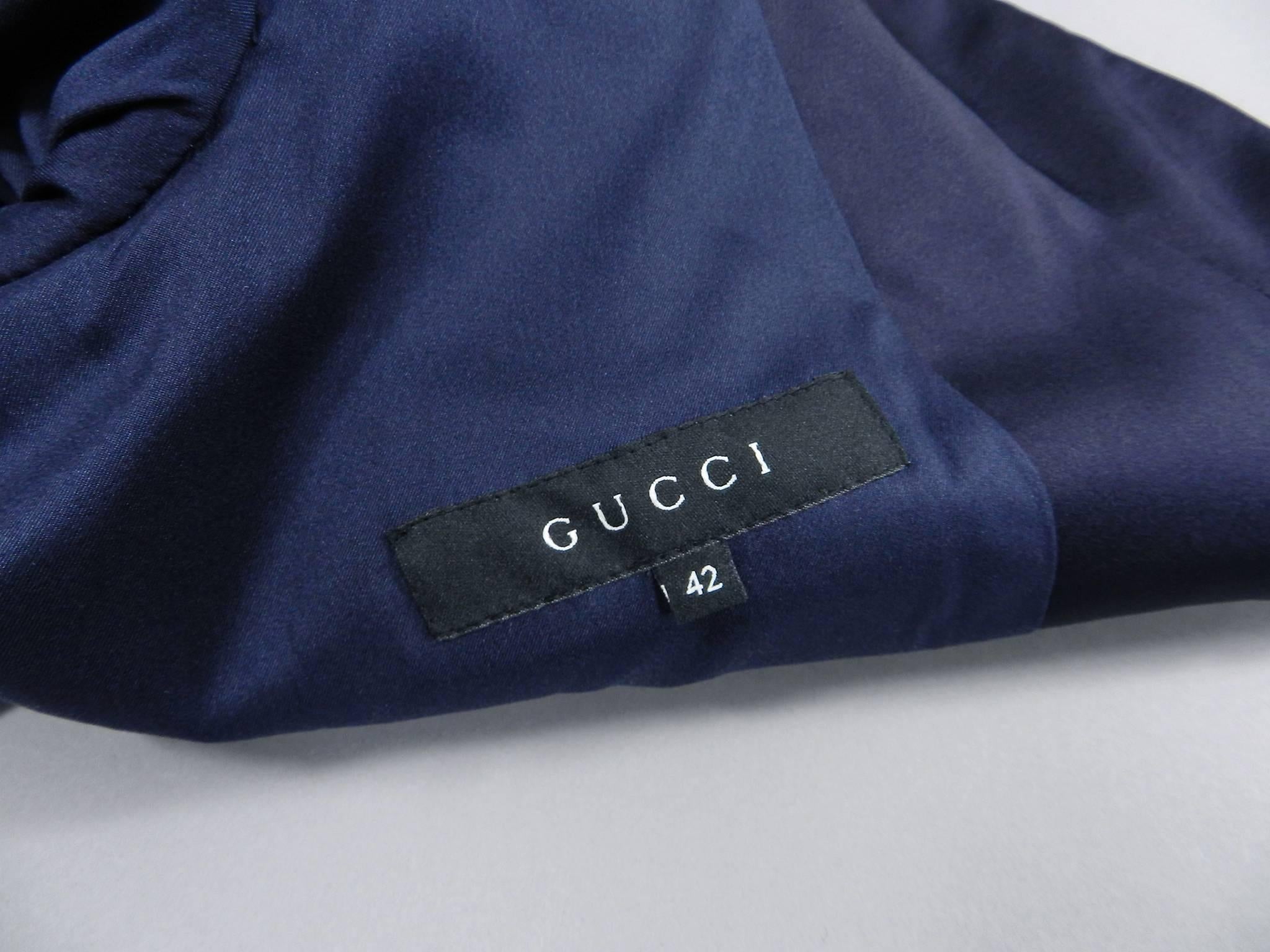 Black Gucci Midnight Navy Blue Velvet Blazer Jacket with Sash