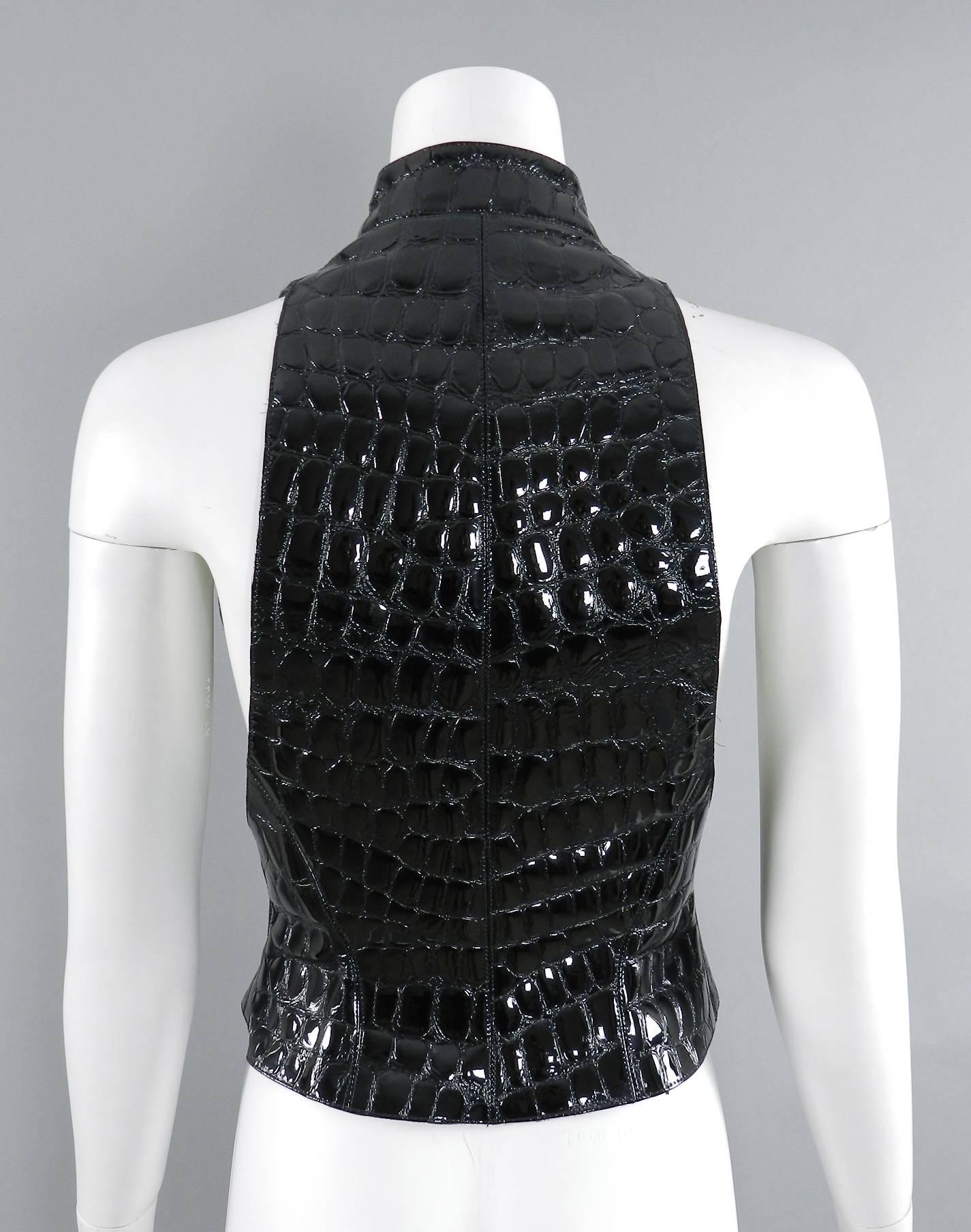 embossed leather vest