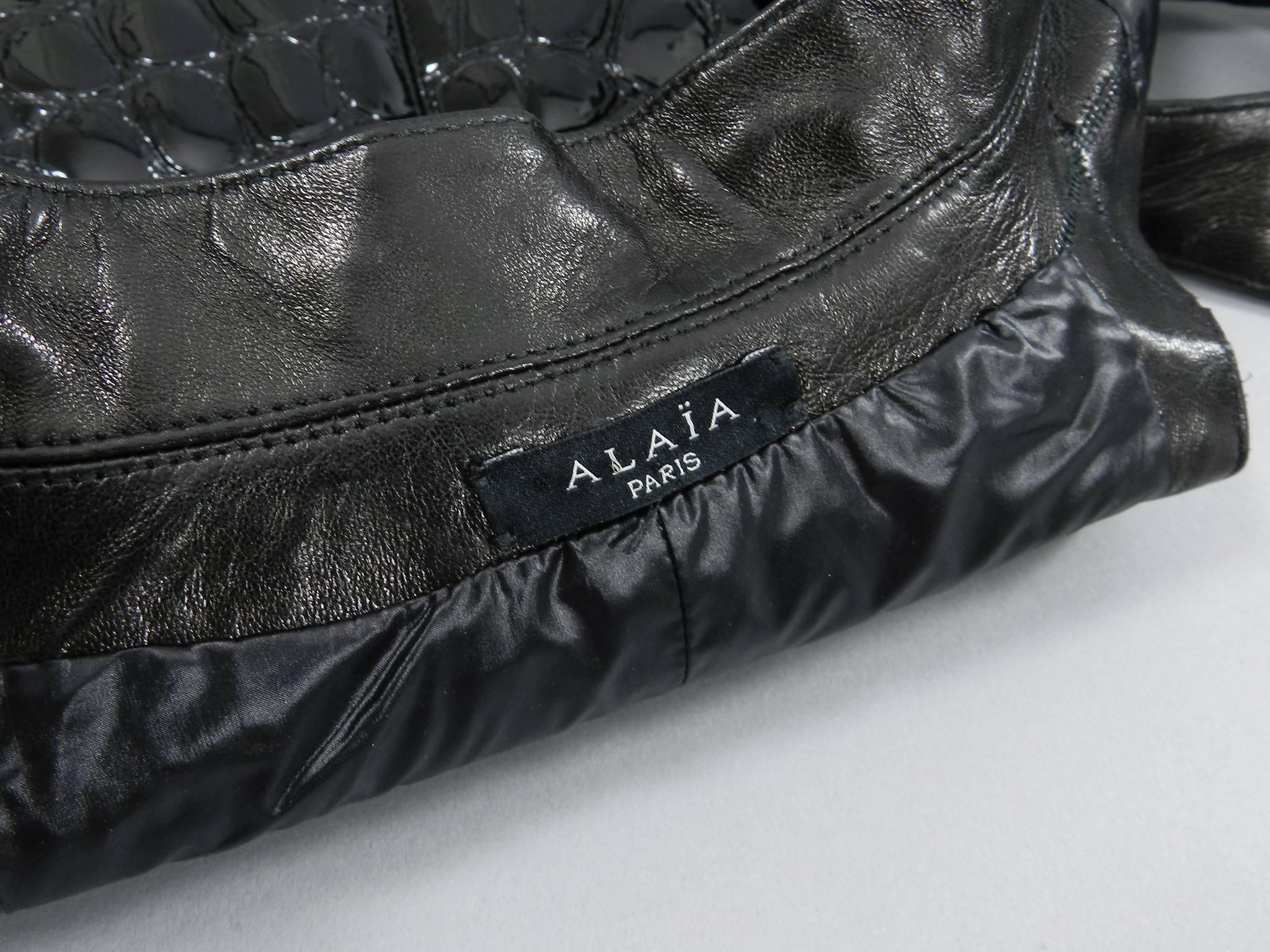 Alaia Black Crocodile Embossed Patent Leather Vest 2
