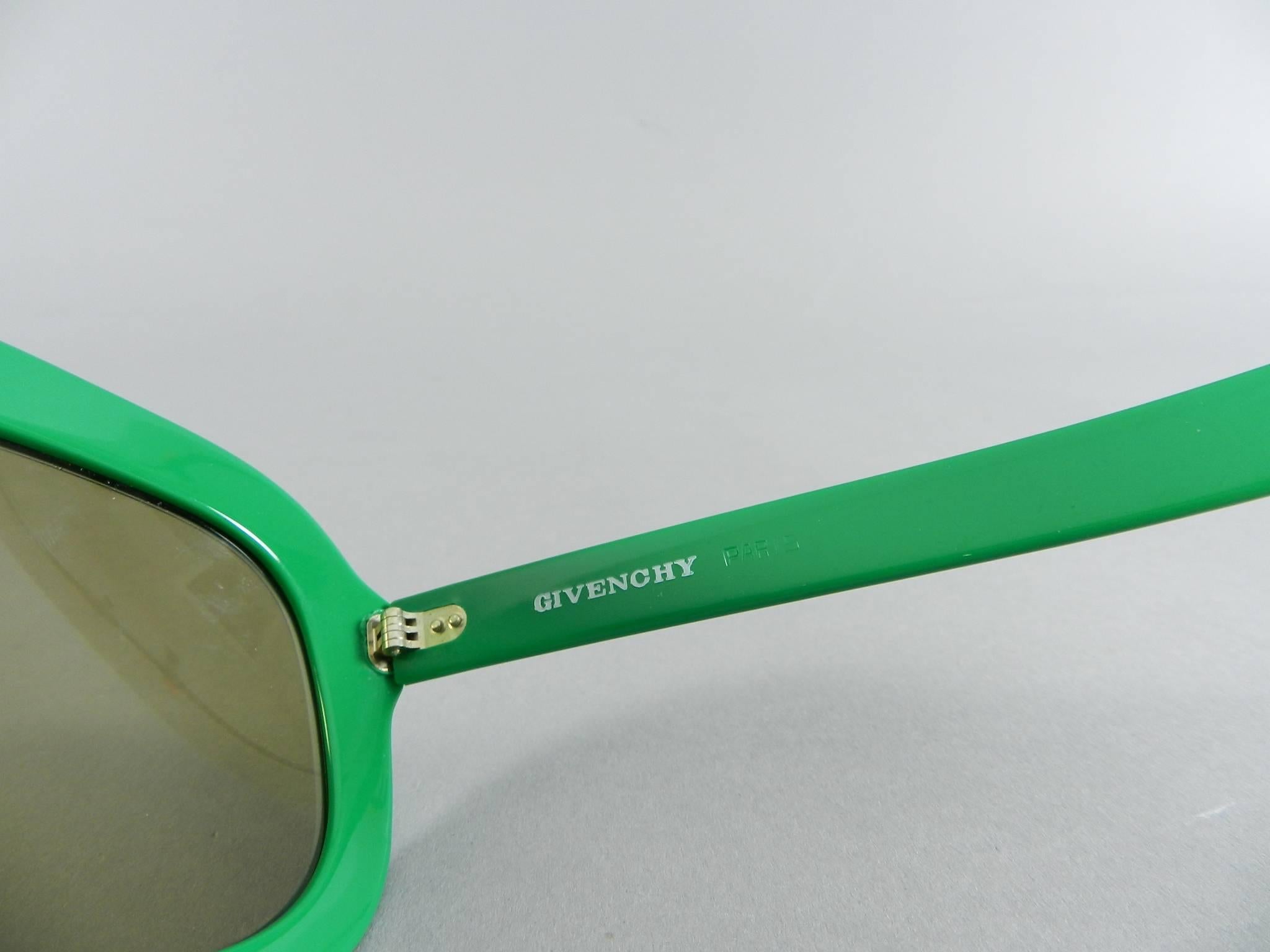Vintage 1970's Givenchy Green Oversized Sunglasses 1