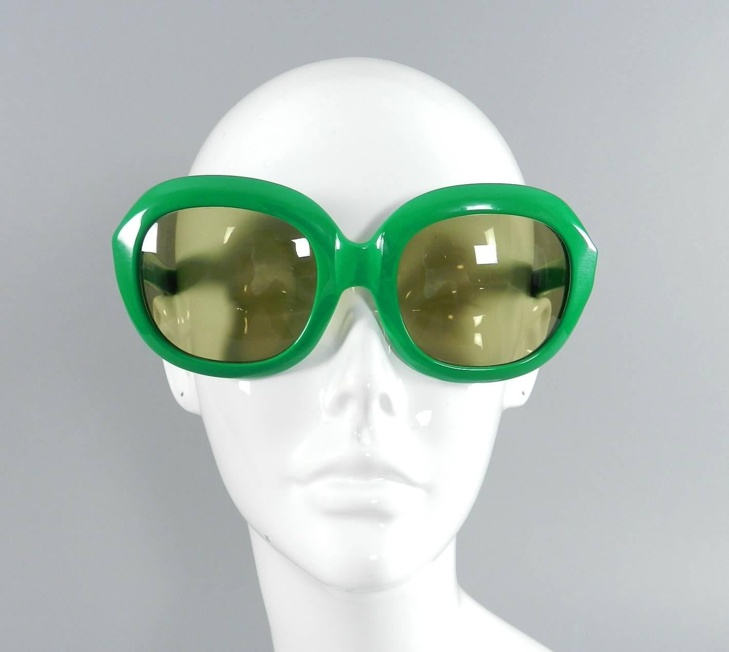 Vintage 1970's Givenchy Green Oversized Sunglasses 3