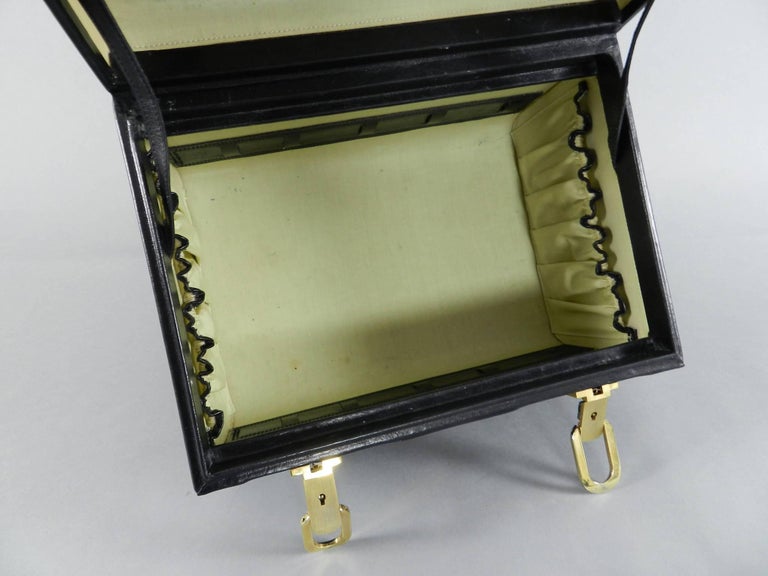 Gucci Vintage 1970's Black Monogram Train Case Bag Travel Luggage