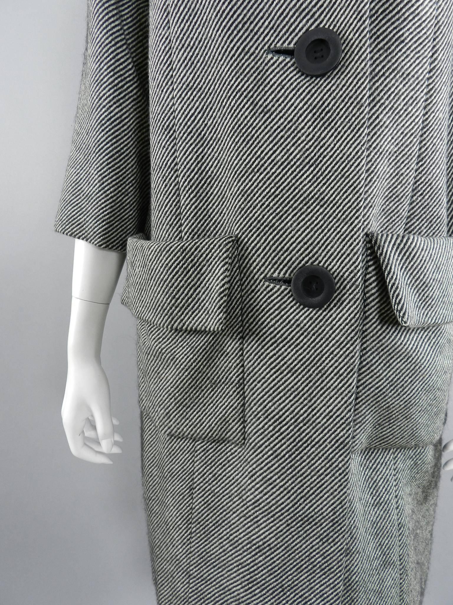 Pierre Cardin Jeunesse Black and White Tweed Wool Skirt and Coat Set, 1960s  4