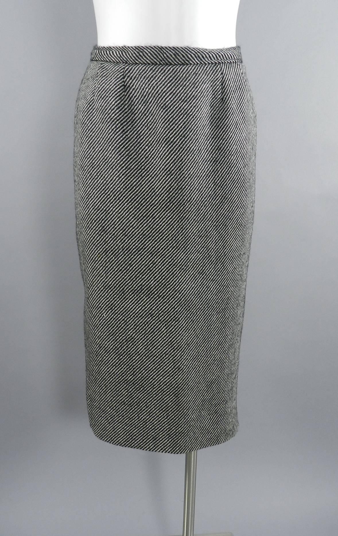 Pierre Cardin Jeunesse Black and White Tweed Wool Skirt and Coat Set, 1960s  5