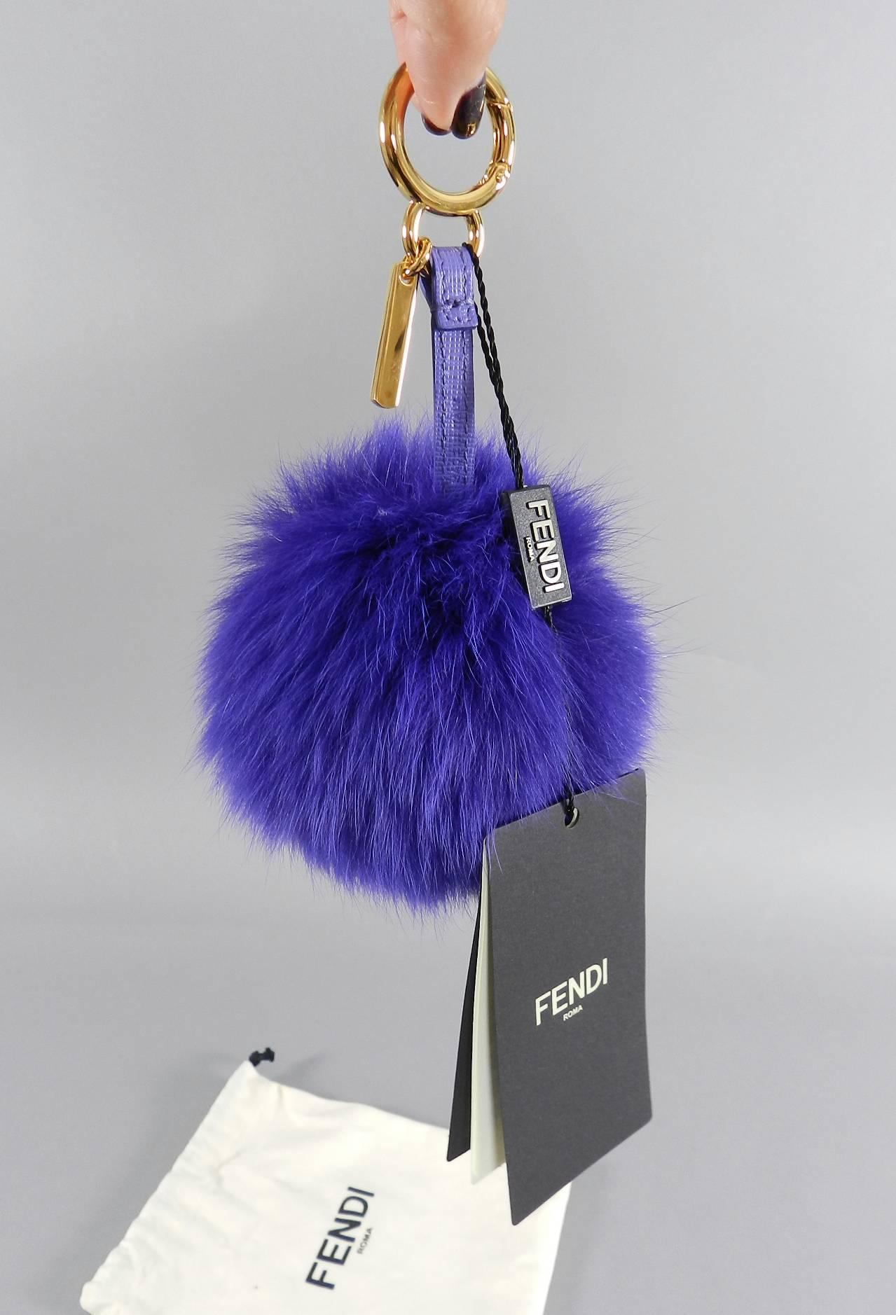 Purple Fendi purple fox fur bag charm - bag bug