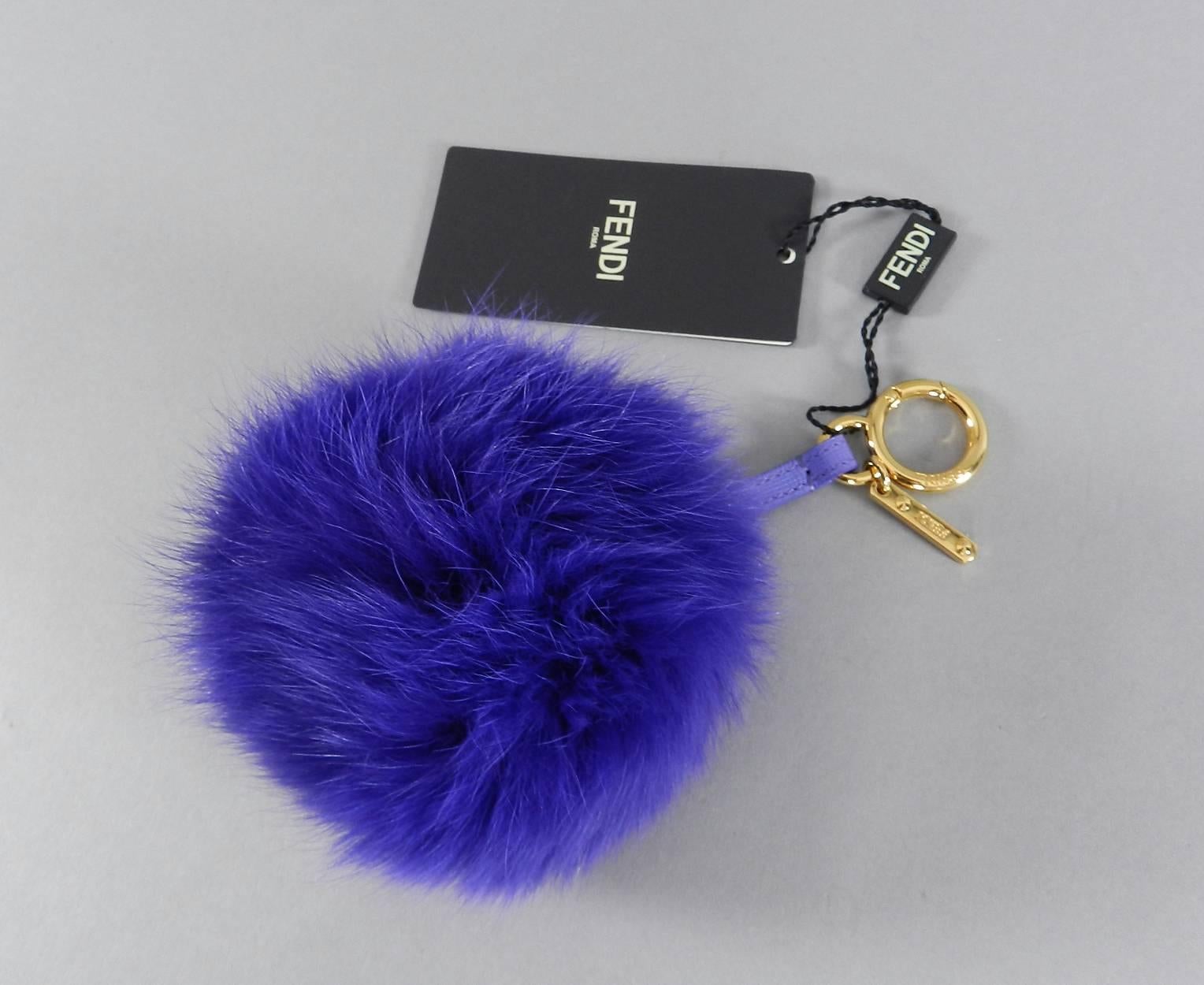 Fendi purple fox fur bag charm - bag bug 1