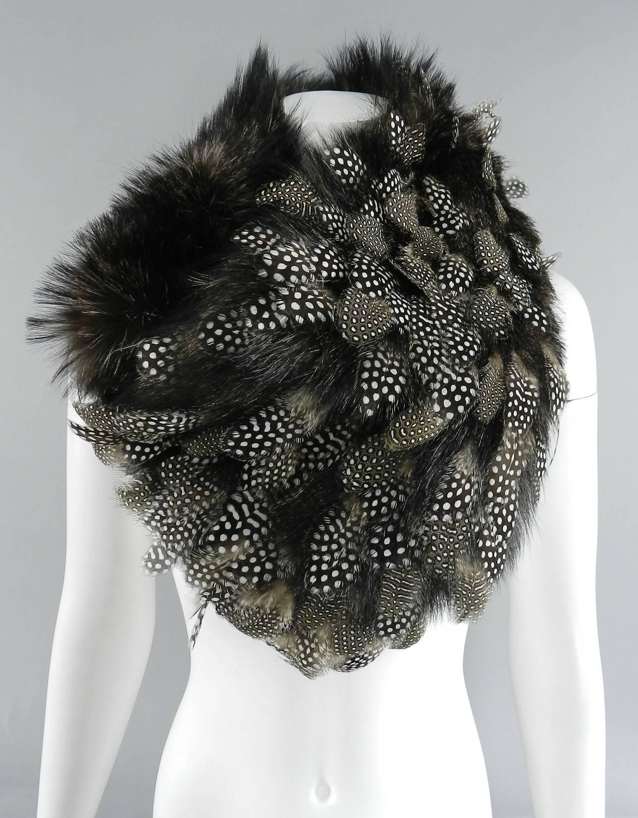 Women's Gianfranco Ferre Fox fur and Feather Scarf