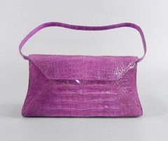 Nancy Gonzalez Magenta Crocodile Small Flap Clutch