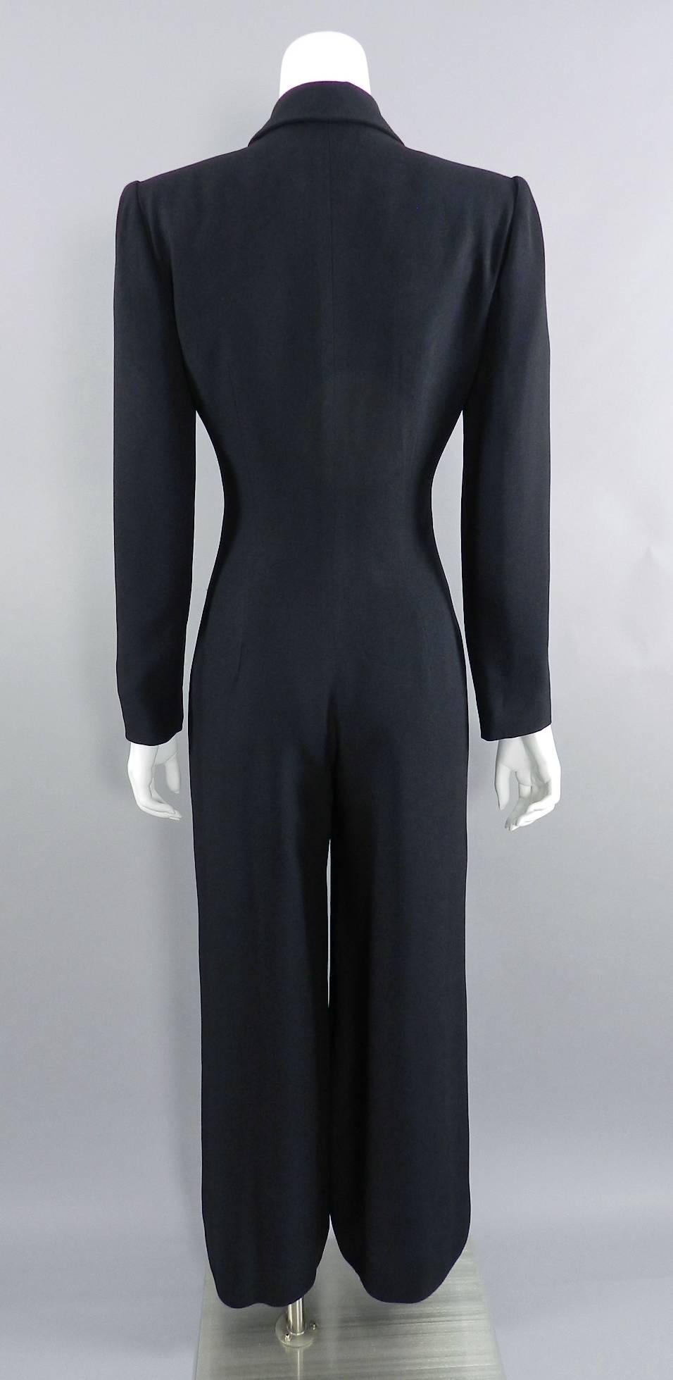 Women's OMO Norma Kamali vintage 1980's Black Jumpsuit 