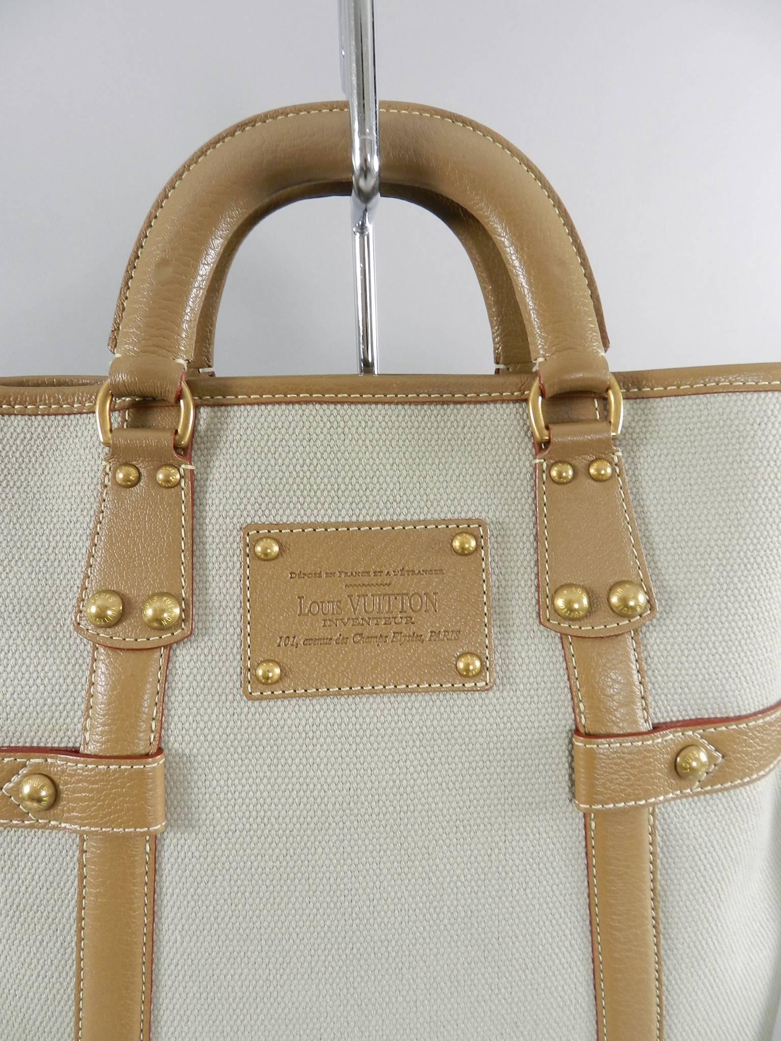 Beige Louis Vuitton Trianon Poids Plume GM Canvas and Leather Tote Bag