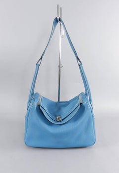 Hermes Blue Jean Clemence 34cm Lindy Bag
