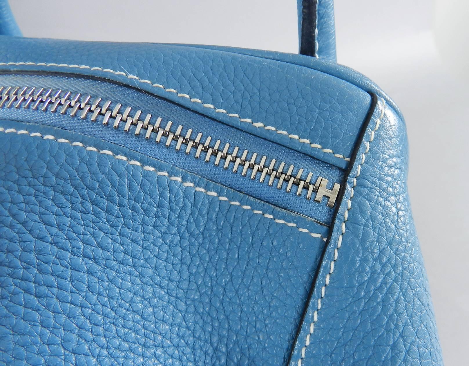 Hermes Blue Jean Clemence 34cm Lindy Bag  2