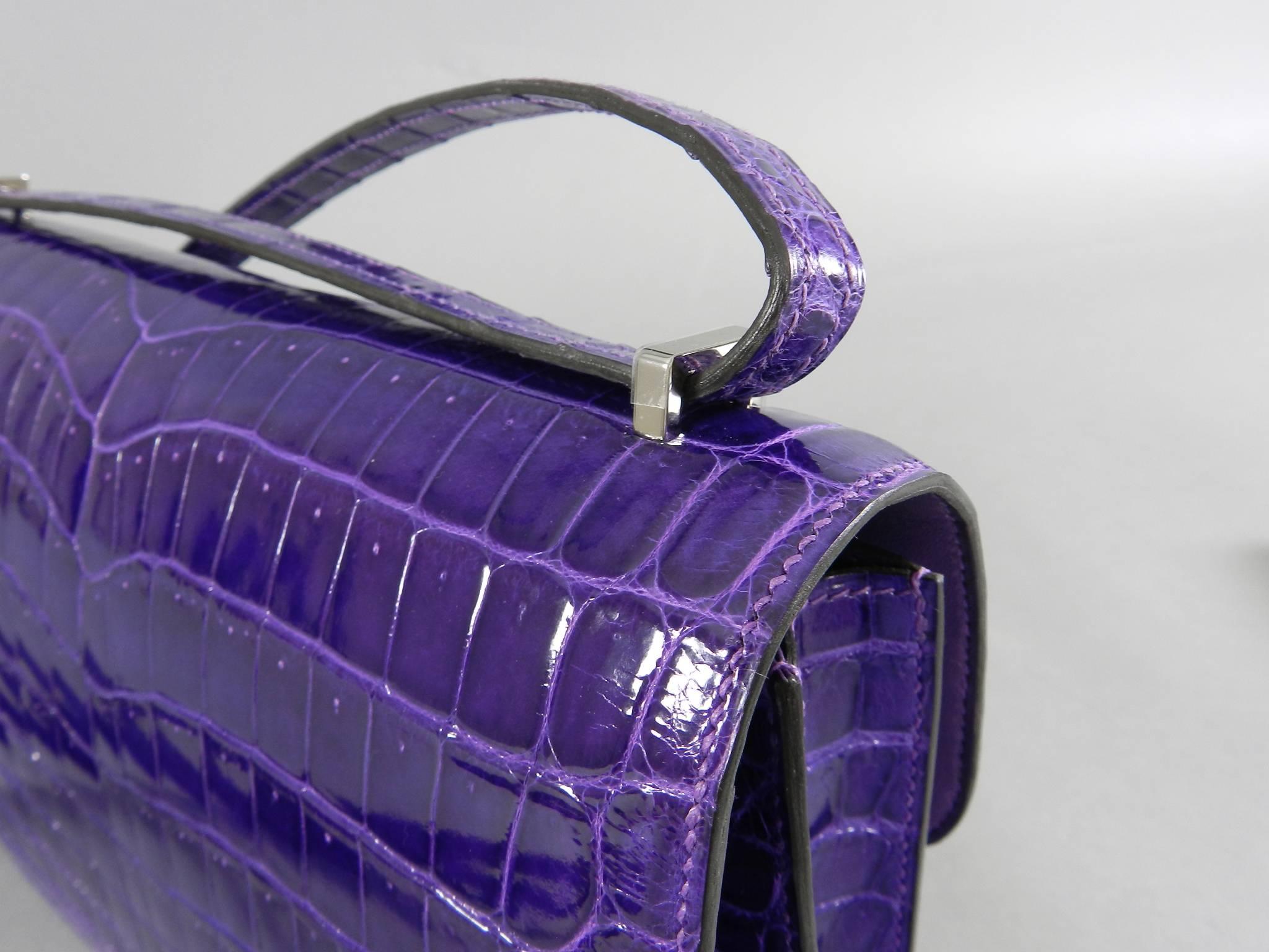 Hermes Constance Elan Ultraviolet Glazed Niloticus Crocodile Bag 3