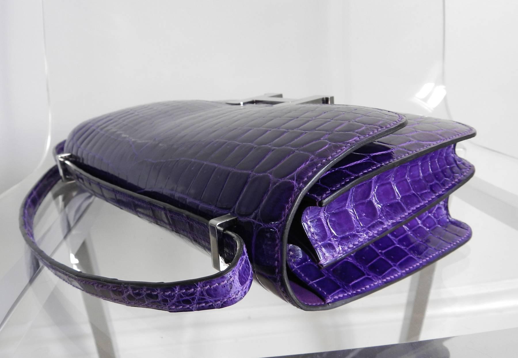 Hermes Constance Elan Ultraviolet Glazed Niloticus Crocodile Bag 4