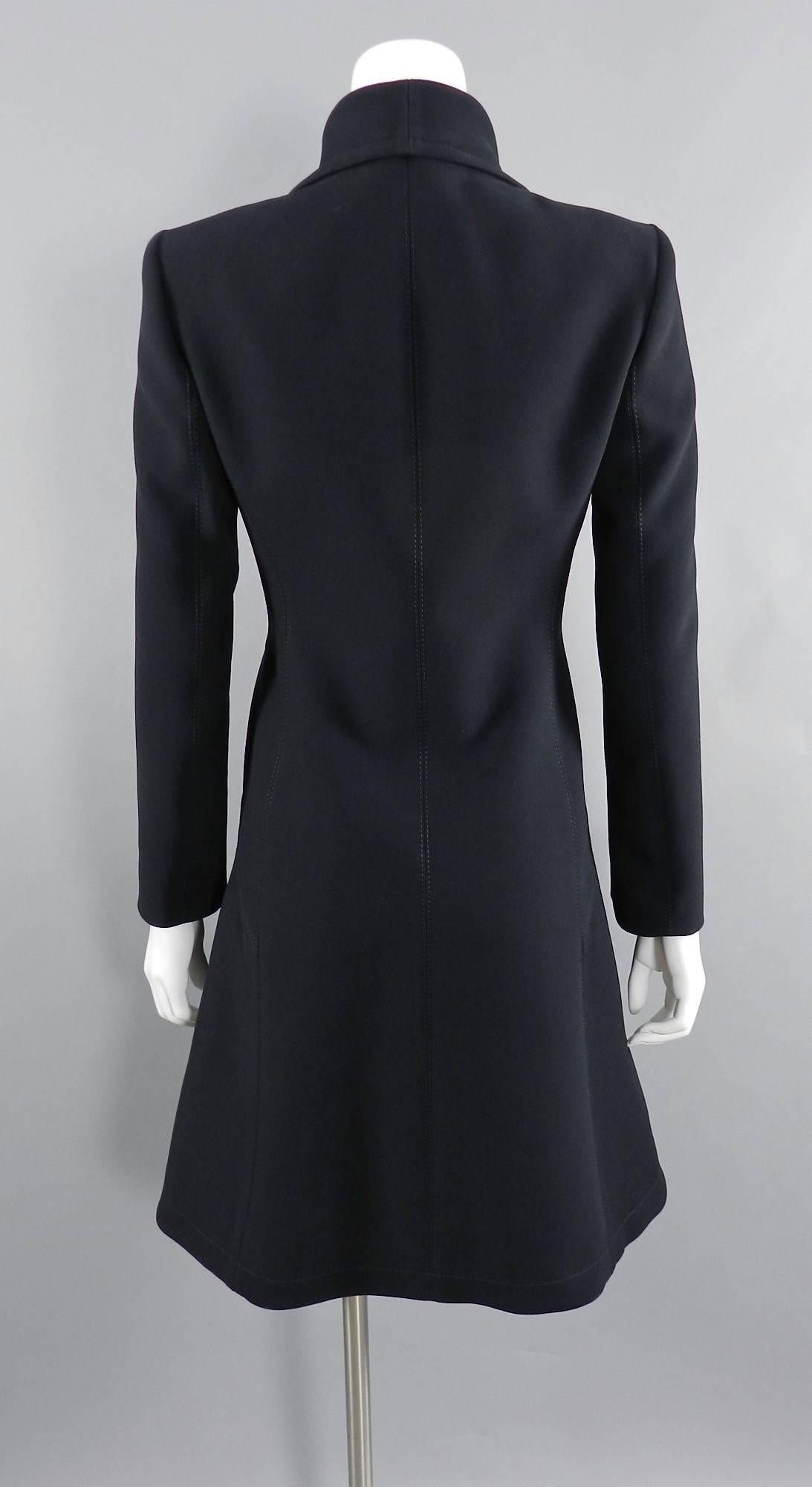 Gucci pre-fall 2014 Black Dress coat with Silver Buttons 1