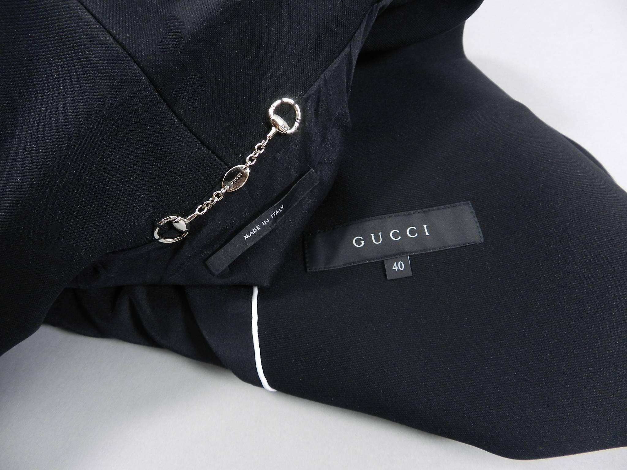 Gucci pre-fall 2014 Black Dress coat with Silver Buttons 4