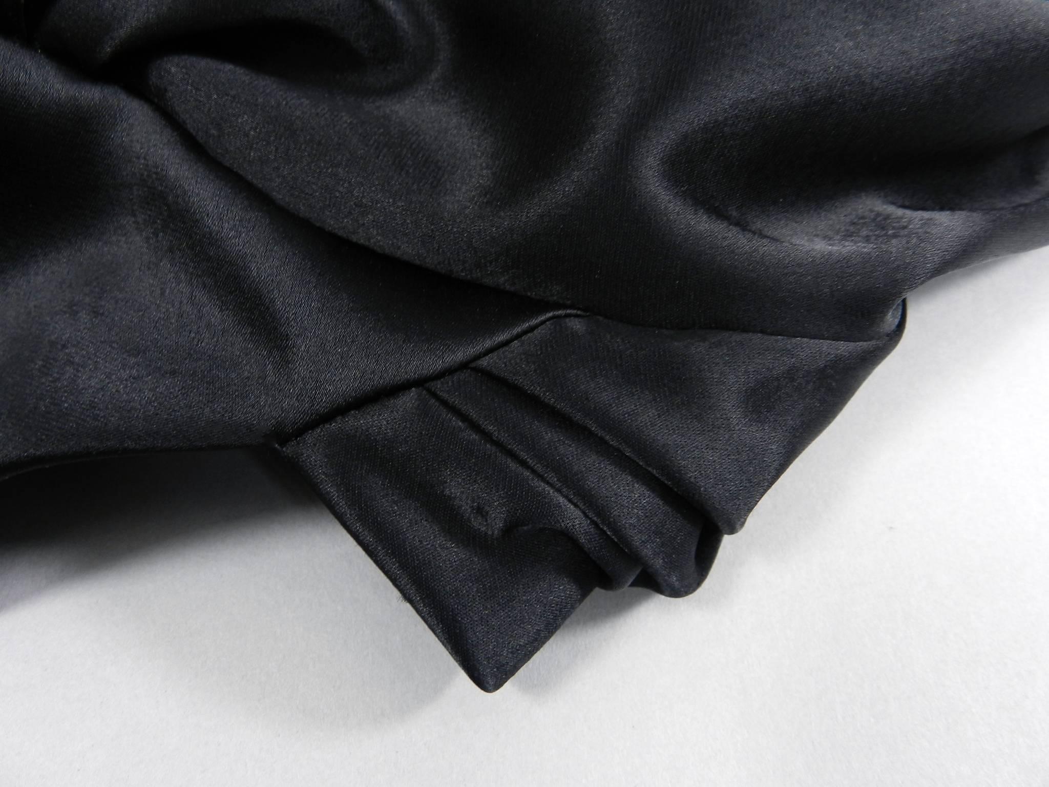 Balenciaga Nicholas Ghesquiere Fall 2009 Black Satin Gathered Dress In Excellent Condition In Toronto, ON