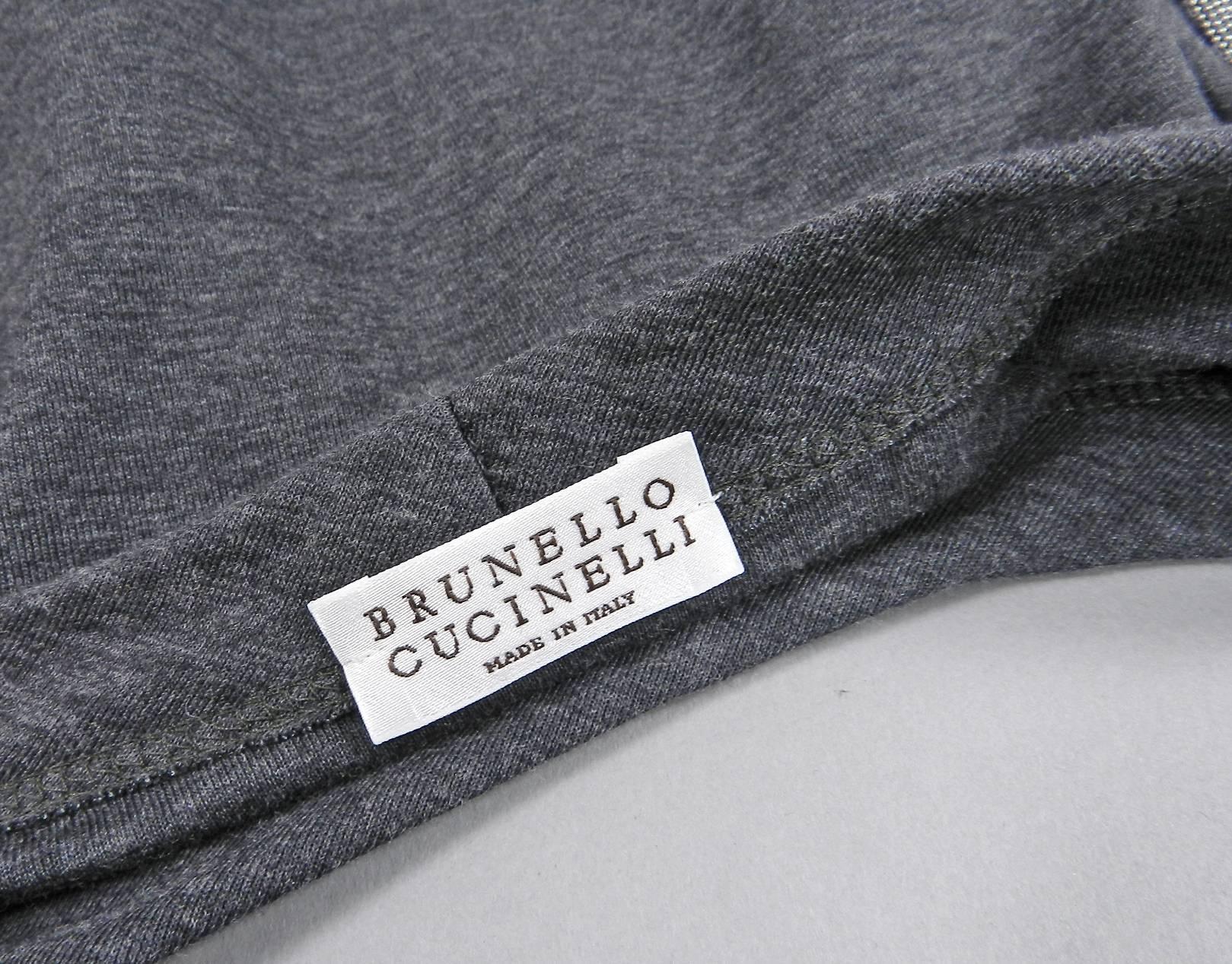 Women's Brunello Cucinelli Gray Short Sleeve Chain Detail Long Shirt / Tunic Top
