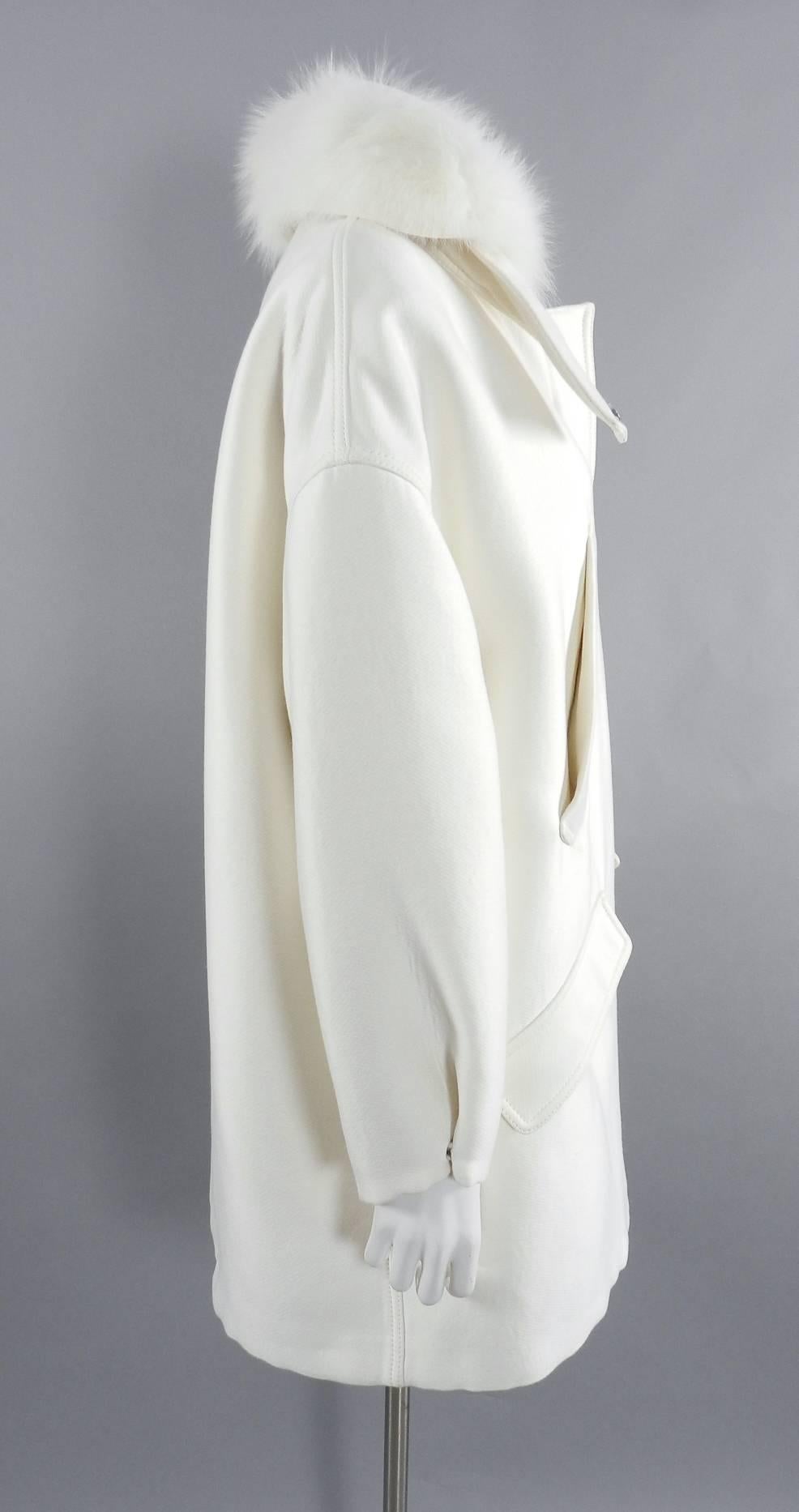 Giambattista Vali Winter White Parka Coat with Fox Fur Trim 1