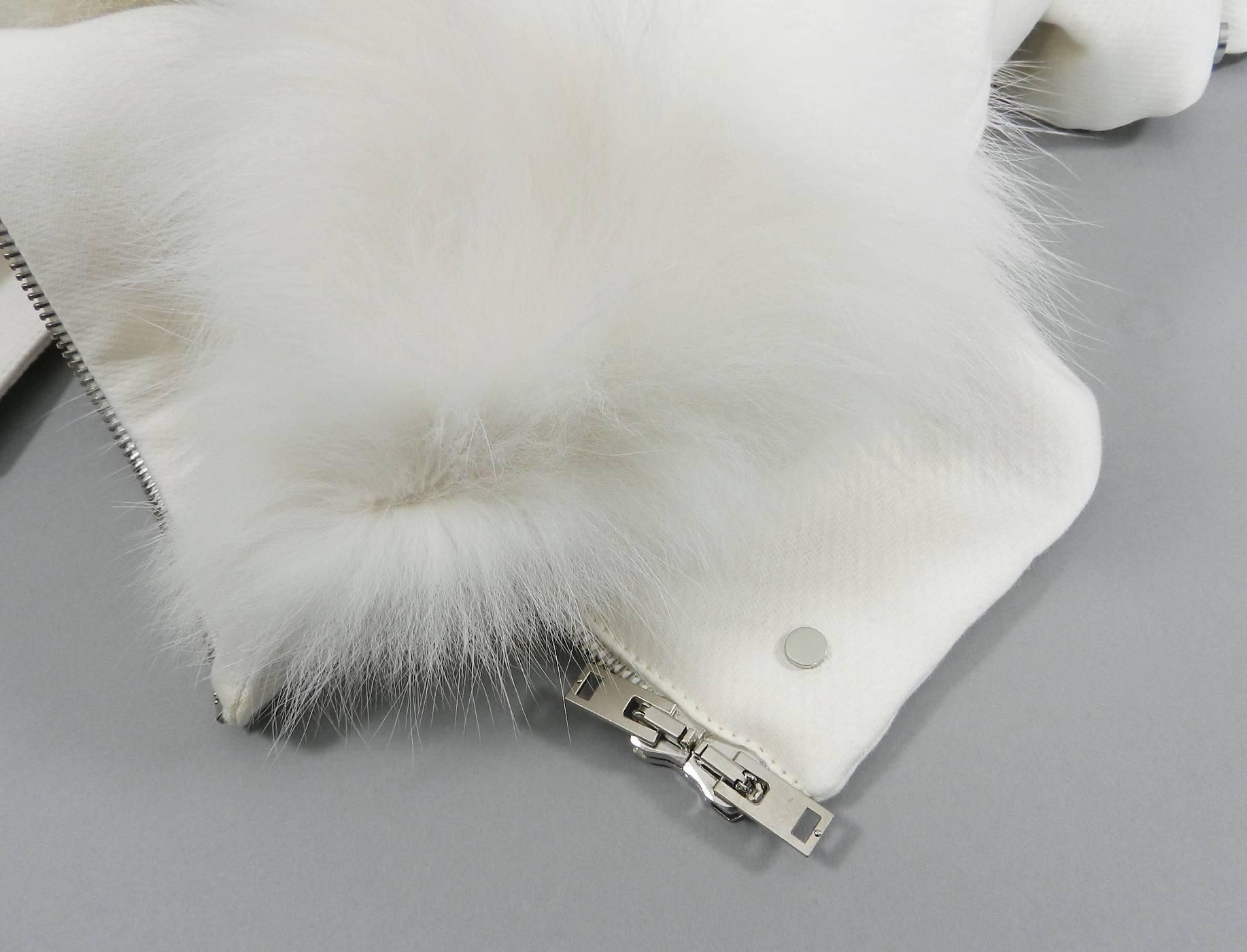 Giambattista Vali Winter White Parka Coat with Fox Fur Trim 3