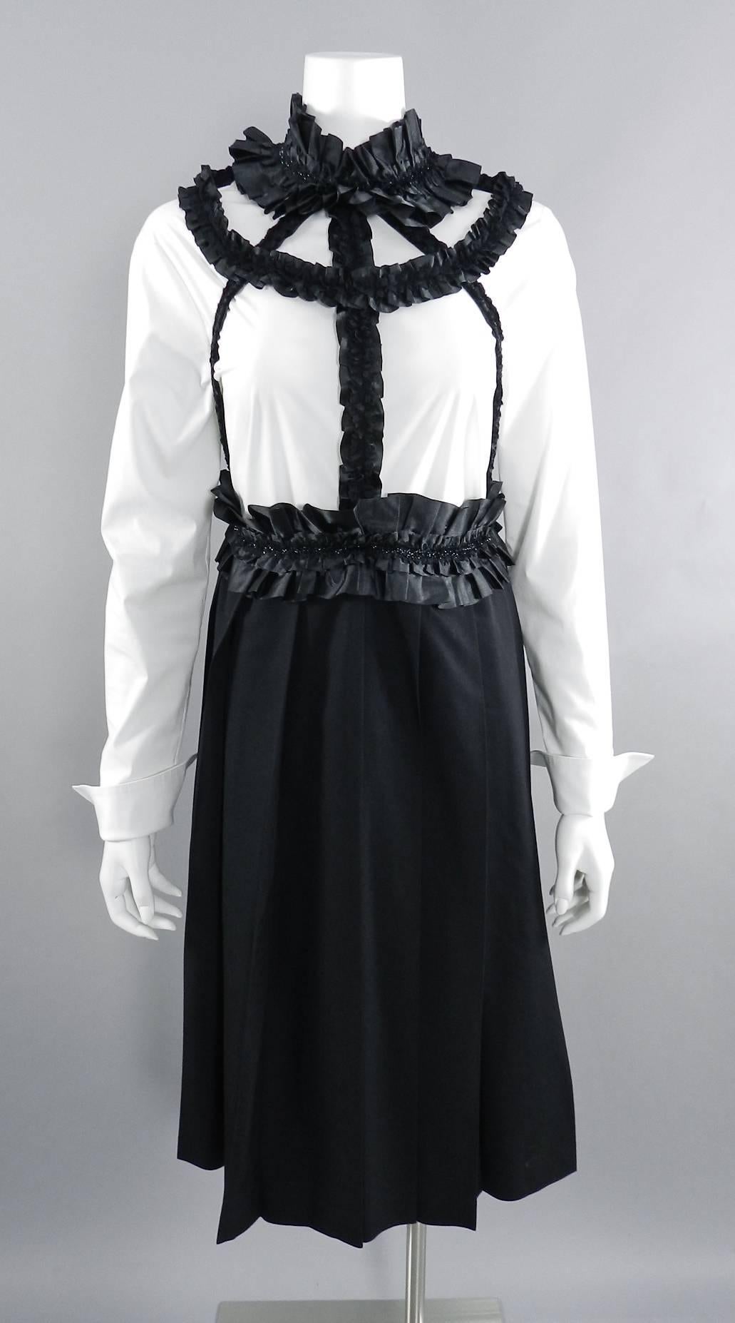 Comme des Garcons Fall 2008 Runway Black ribbon Suspender Dress In Excellent Condition In Toronto, ON