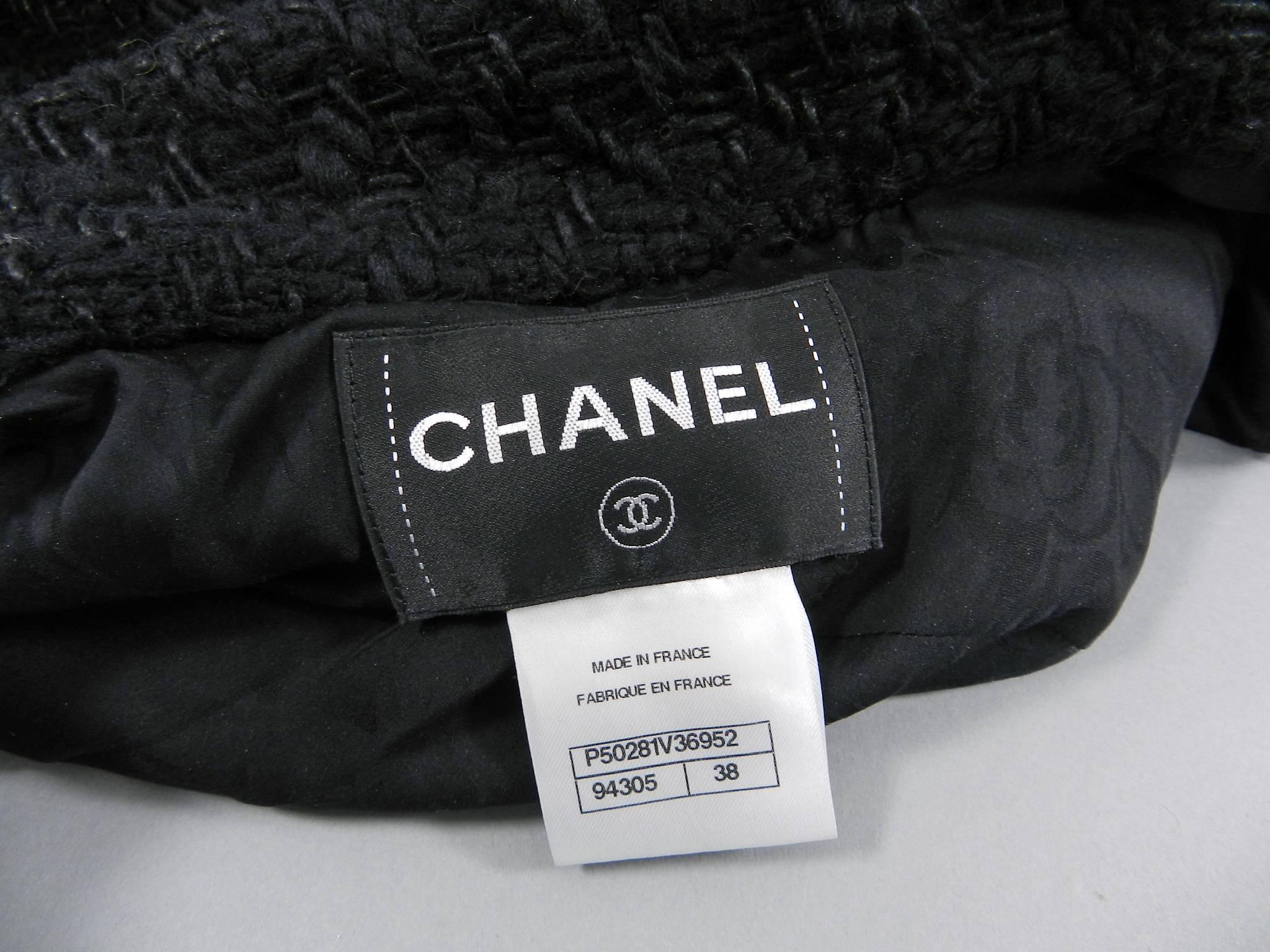 Chanel fall 2014 Supermarket Runway Black Tweed Corset Utility Jacket In Excellent Condition In Toronto, ON