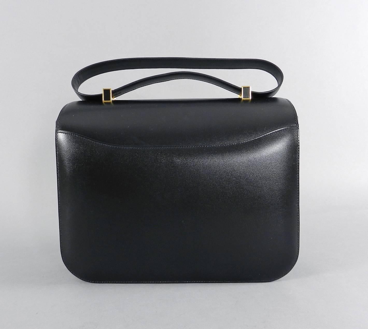Hermes Limited Edition Constance Cartable Black Box Leather with Gold Hardware In Excellent Condition In Toronto, ON
