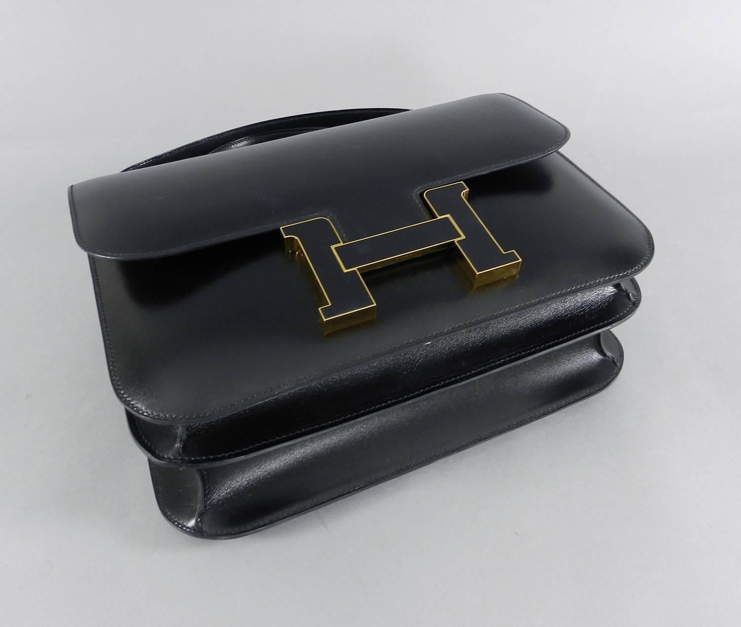 Women's Hermes Limited Edition Constance Cartable Black Box Leather with Gold Hardware