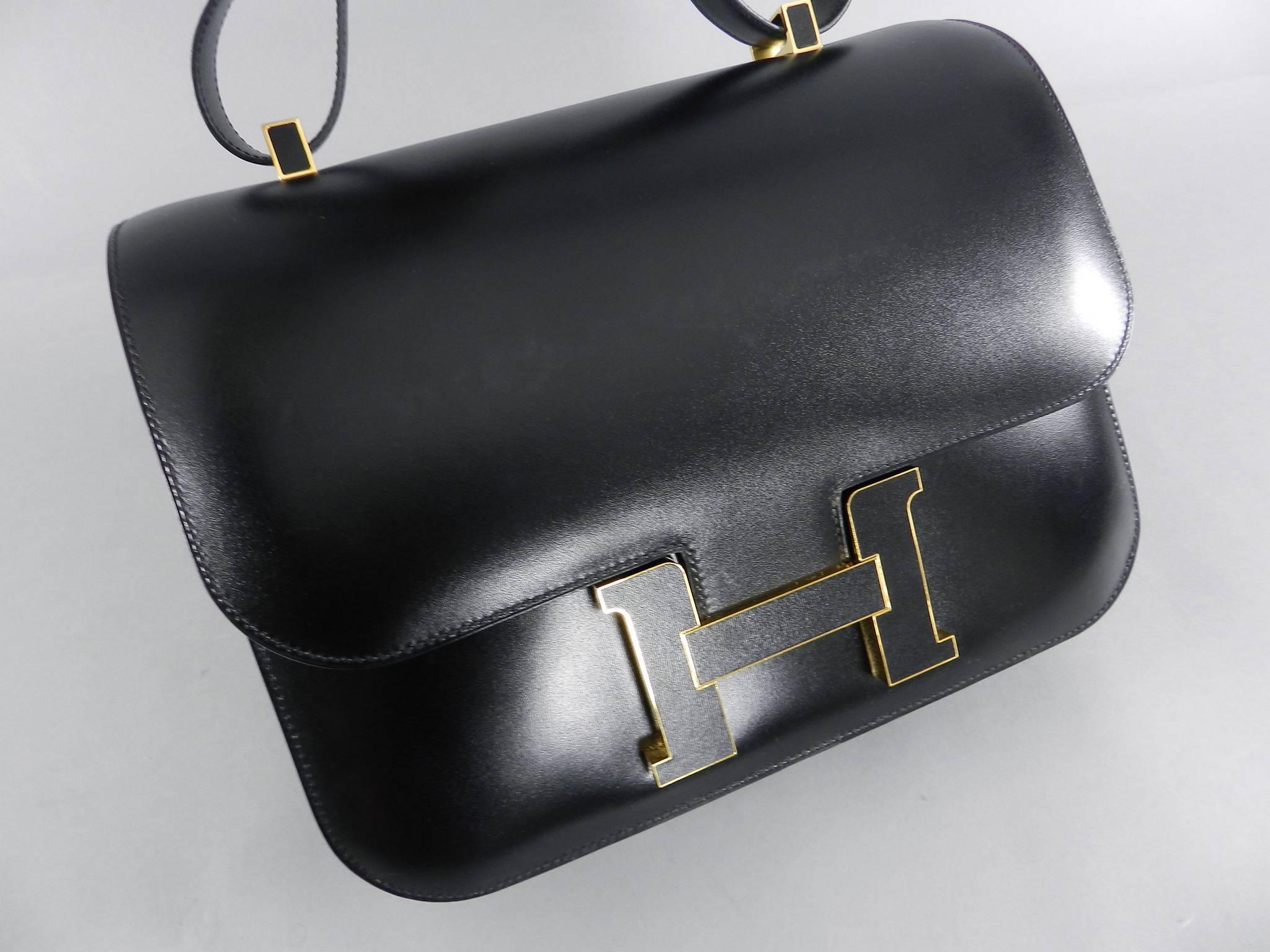 Hermes Limited Edition Constance Cartable Black Box Leather with Gold Hardware 1