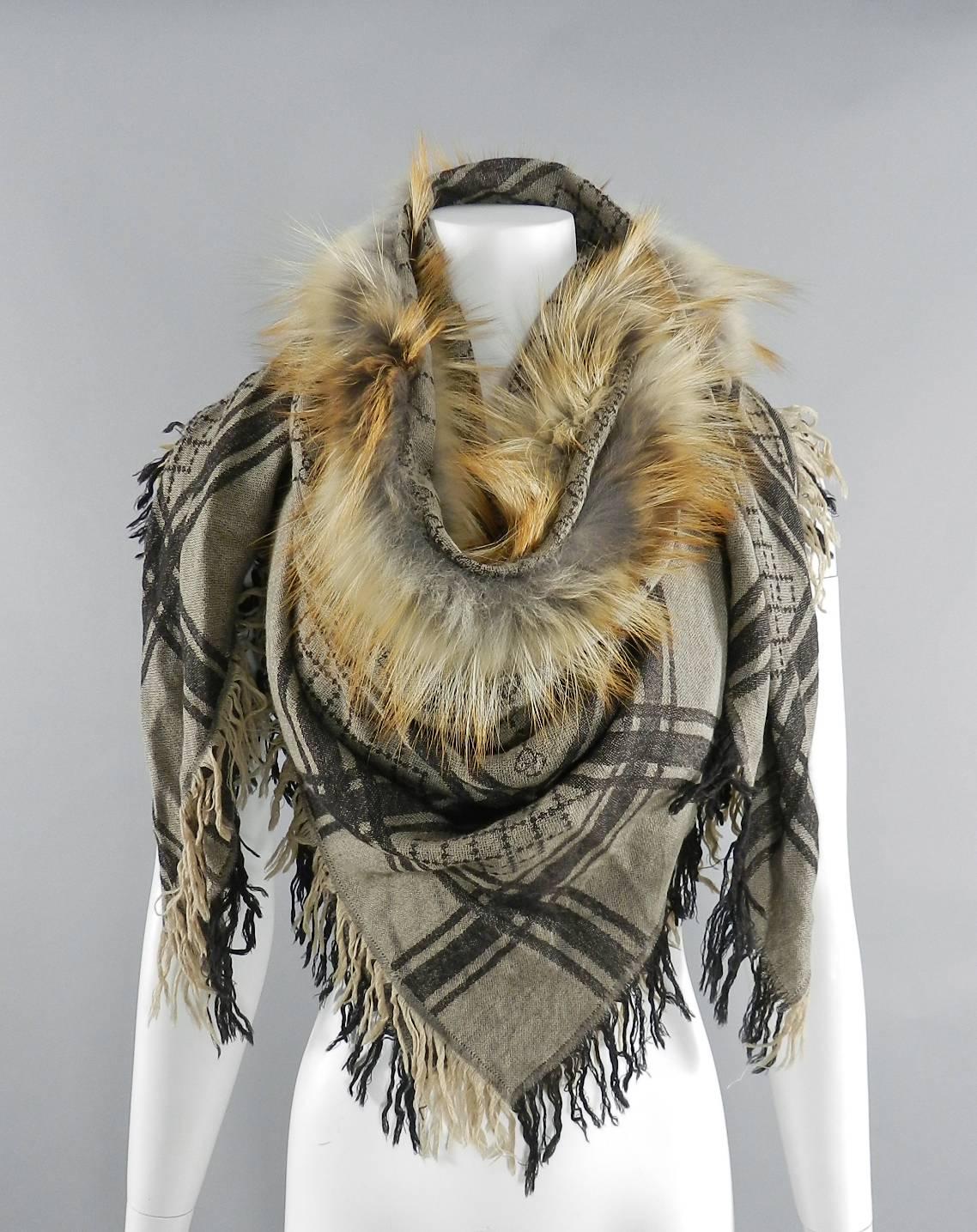 gucci fur trimmed shawl