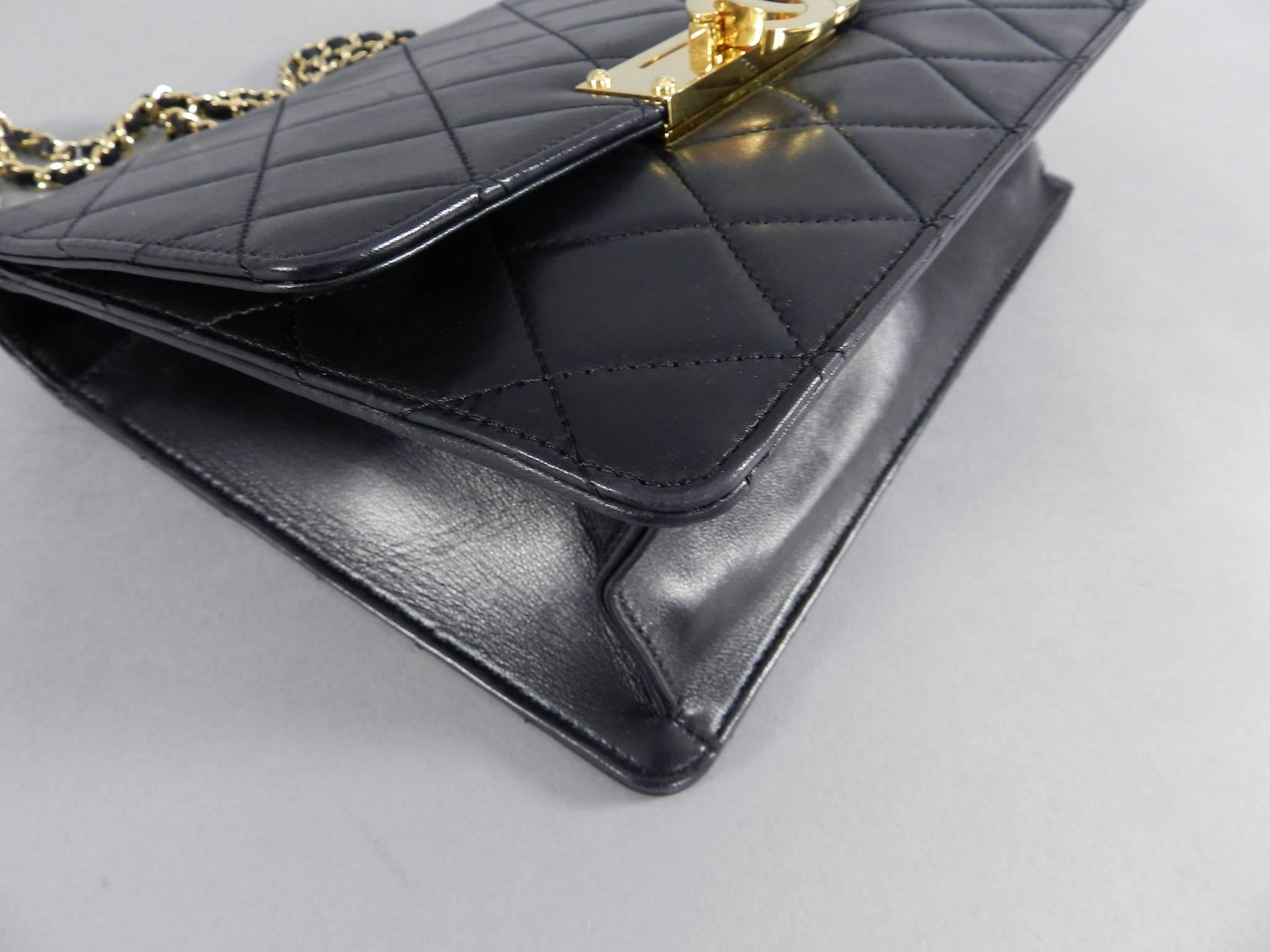 Chanel Cruise 2014 Black Lambskin Quilted Golden Class Medium Flap Bag 3