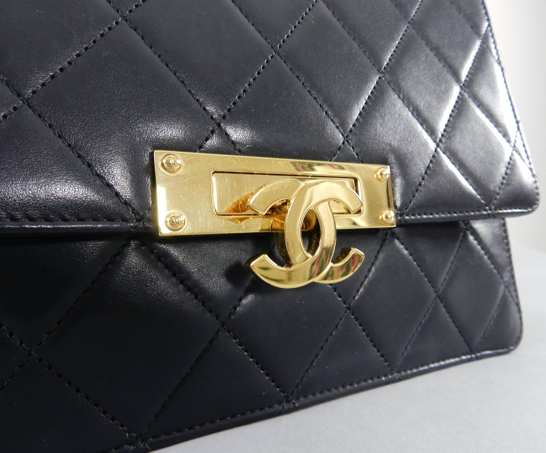 Chanel Cruise 2014 Black Lambskin Quilted Golden Class Medium Flap Bag 4