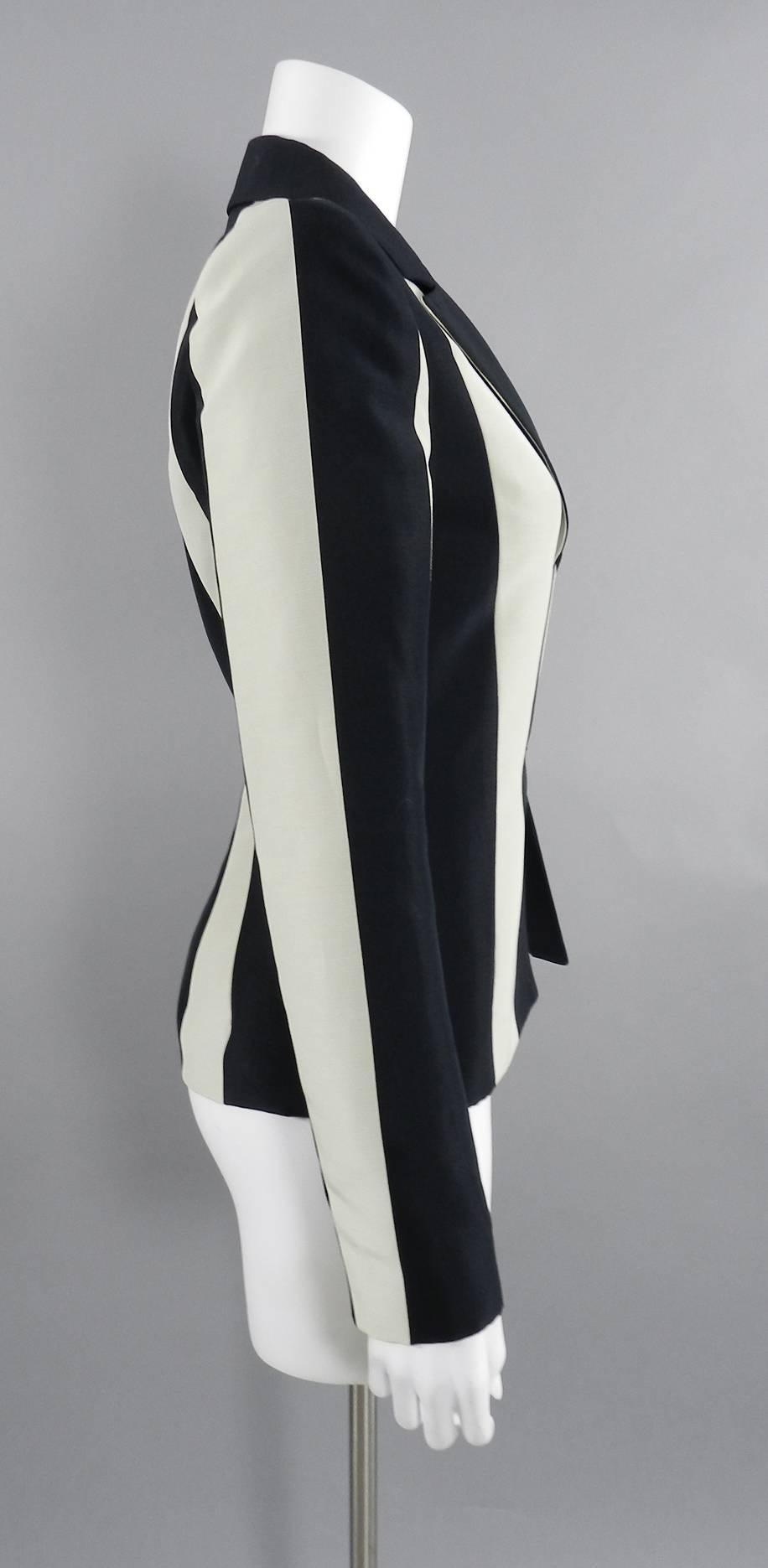 Women's Lanvin resort 2013 Black and ivory Striped Blazer
